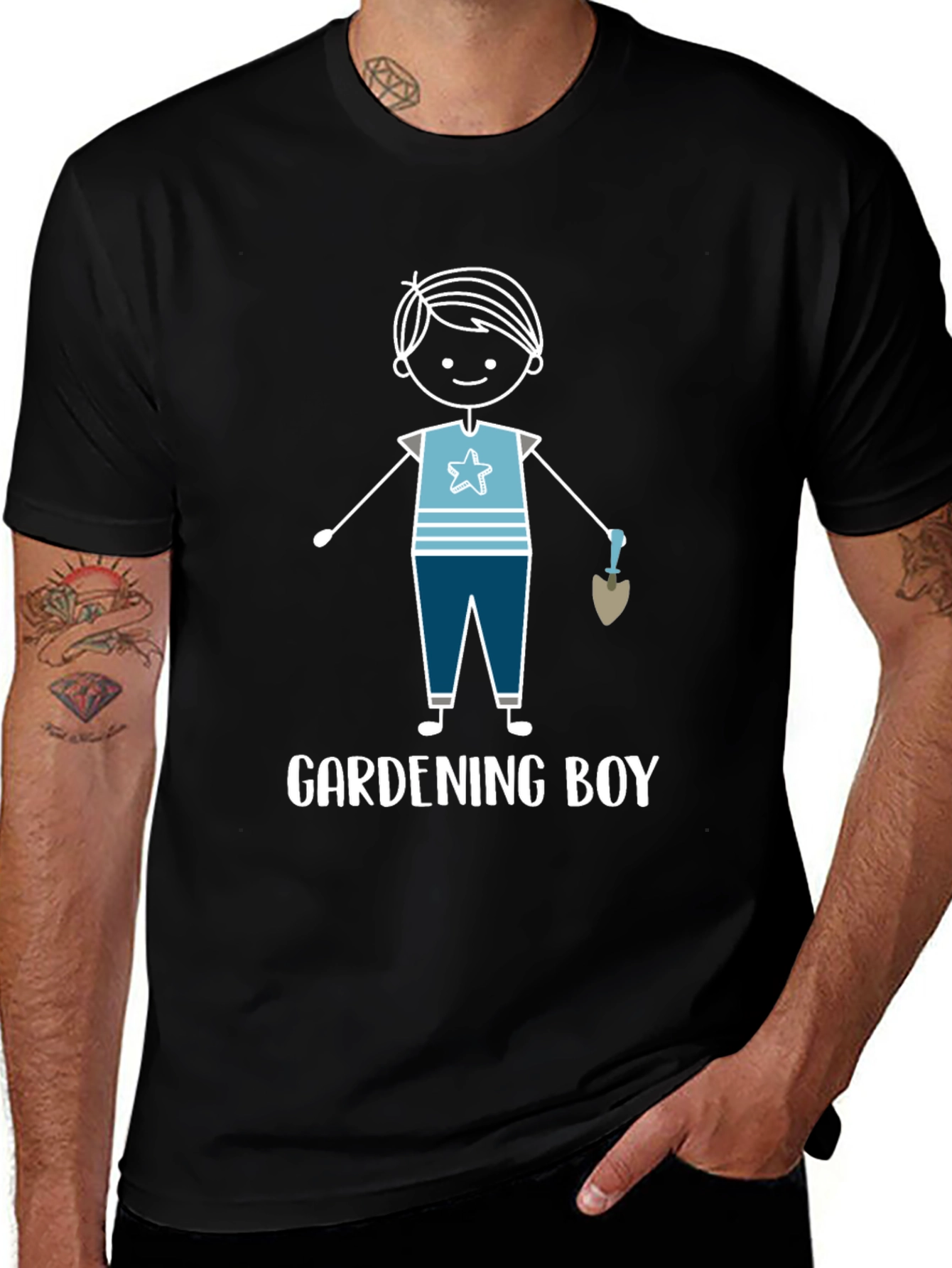Variant 19 of Gardening Boy Graphic Tee - Black Cotton T-Shirt