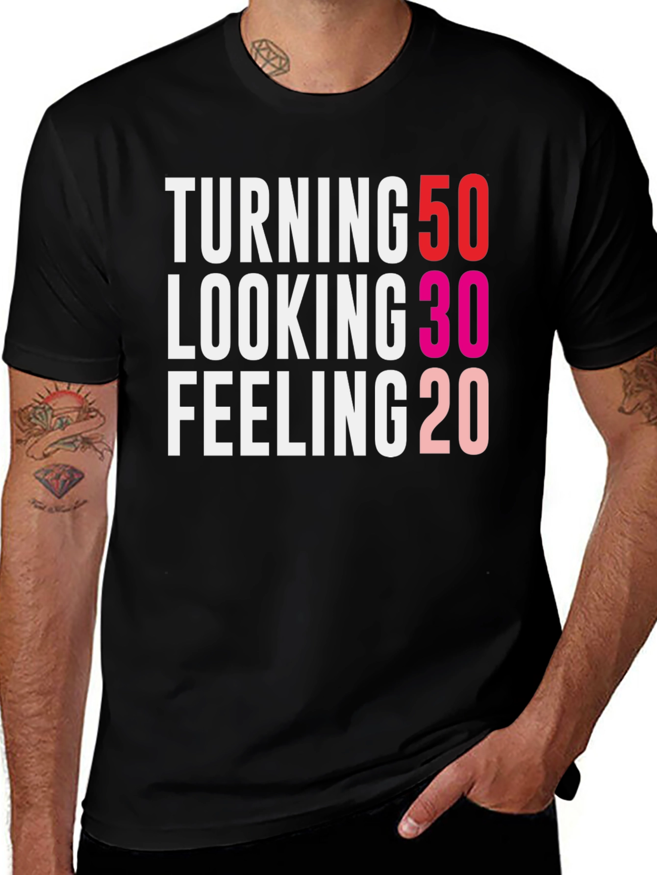 Variant 18 of Turning 50 Looking 30 Feeling 20 Funny Birthday T-Shirt