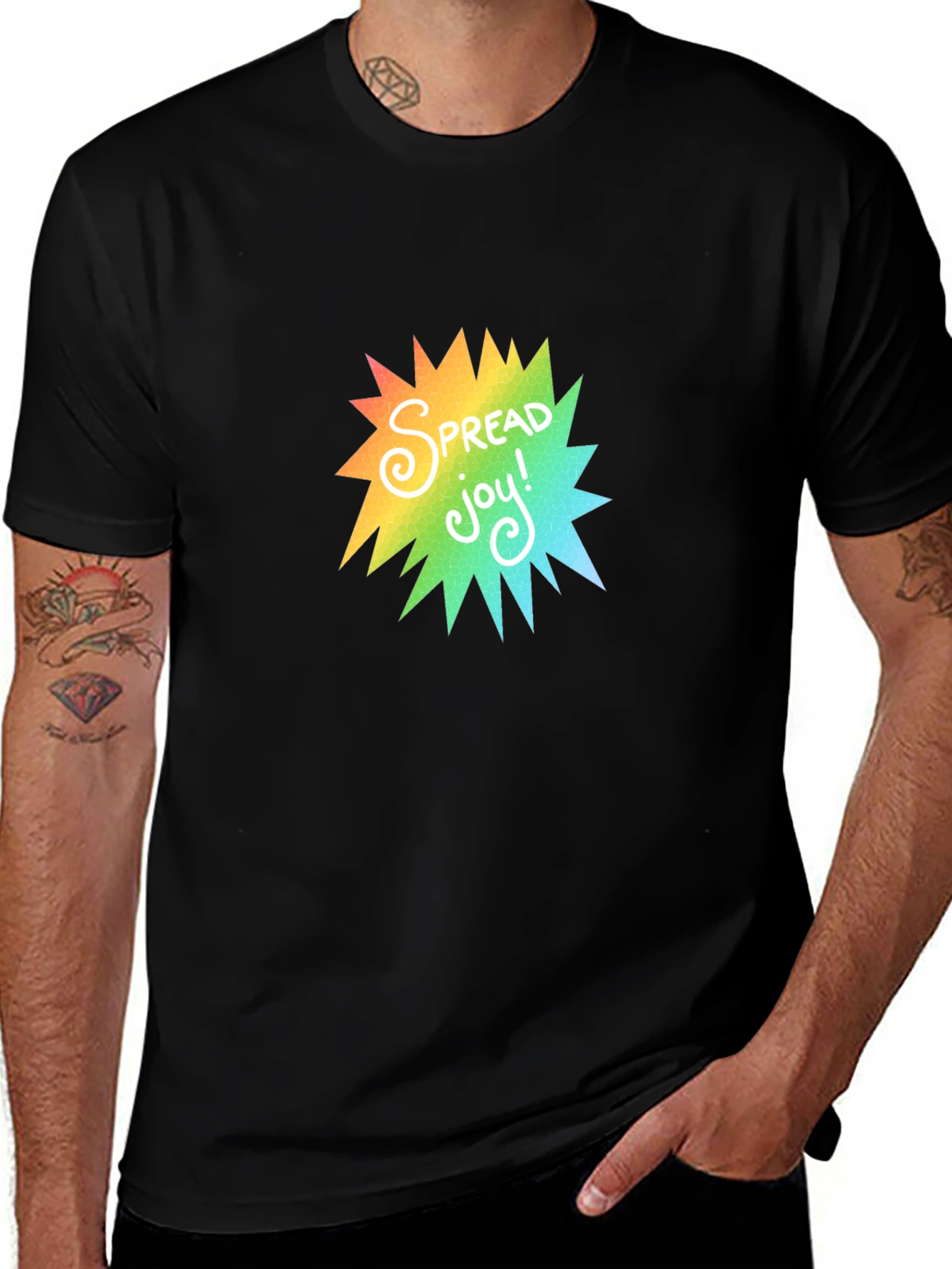 Variant 29 of Spread Joy Graphic Tee - Black Crew Neck T-Shirt