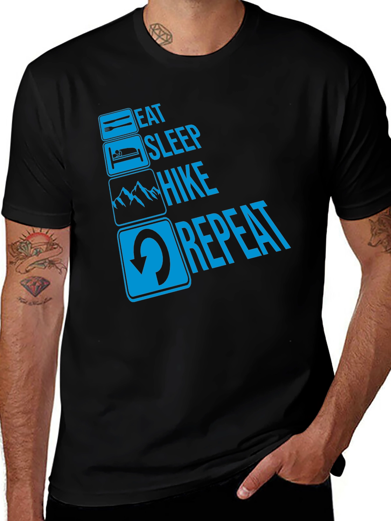 Variant 20 of Eat Sleep Hike Repeat T-Shirt - Outdoor Adventure Tee