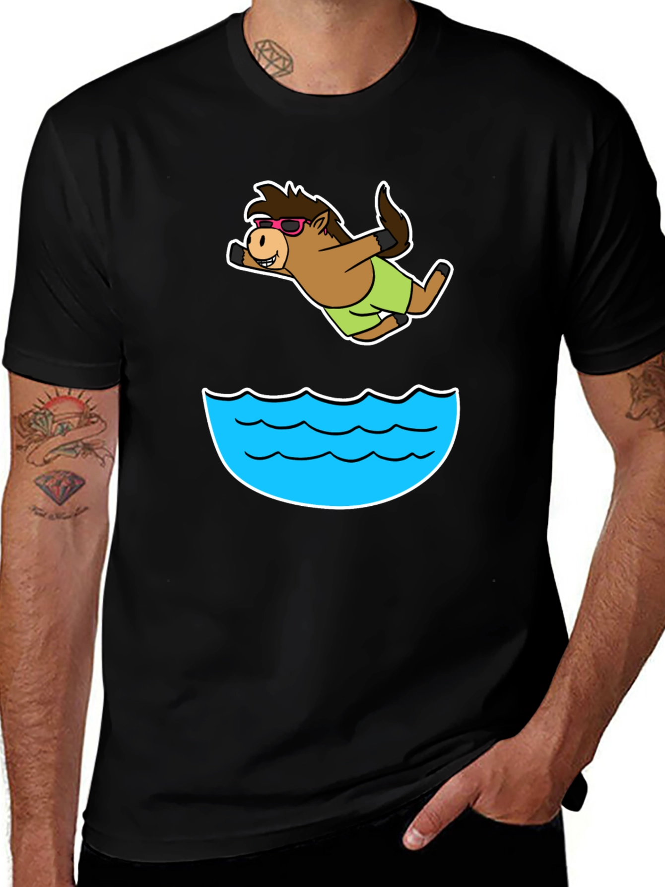 Variant 29 of Fun Horse Swimming Graphic Tee