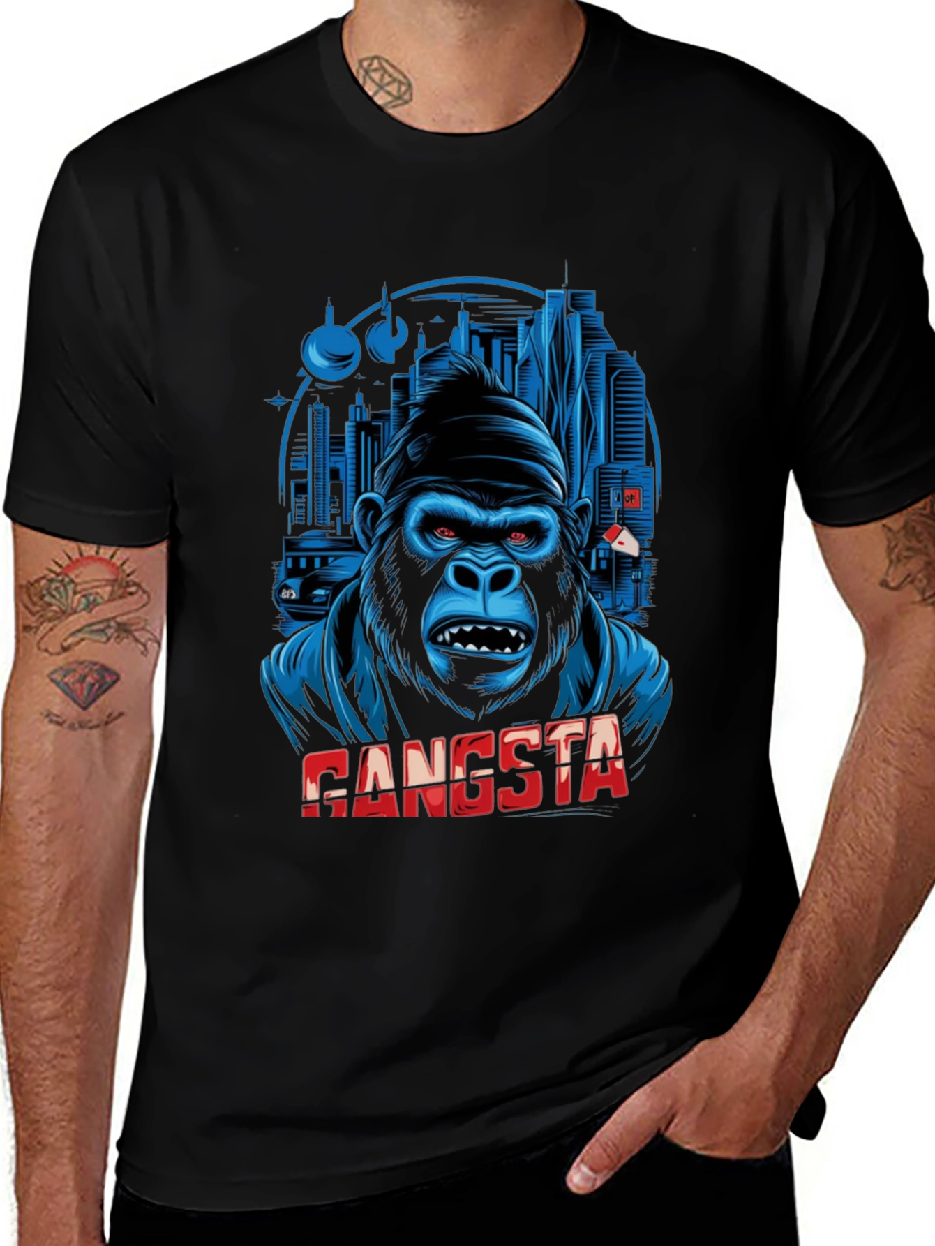 Variant 13 of Gangsta Gorilla Graphic T-Shirt - Urban Streetwear