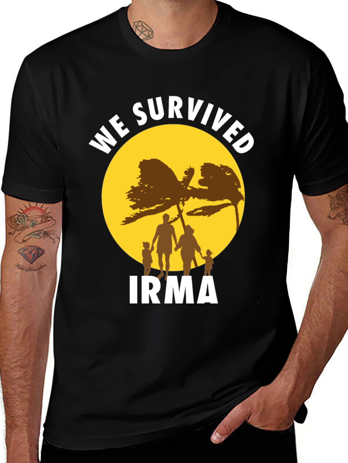 We Survived Irma T-Shirt: Family Silhouette