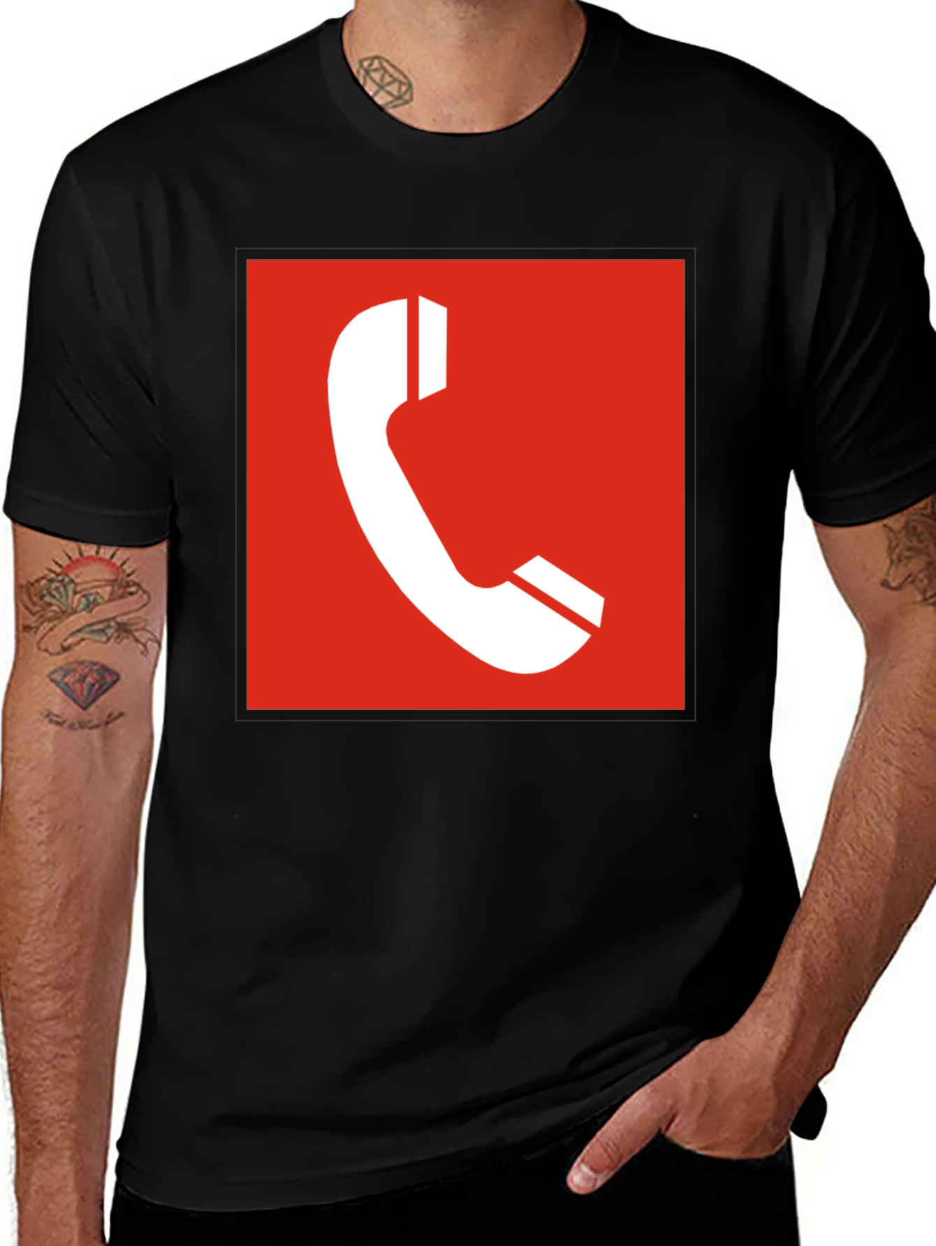 Variant 5 of Red Phone Icon Black T-Shirt