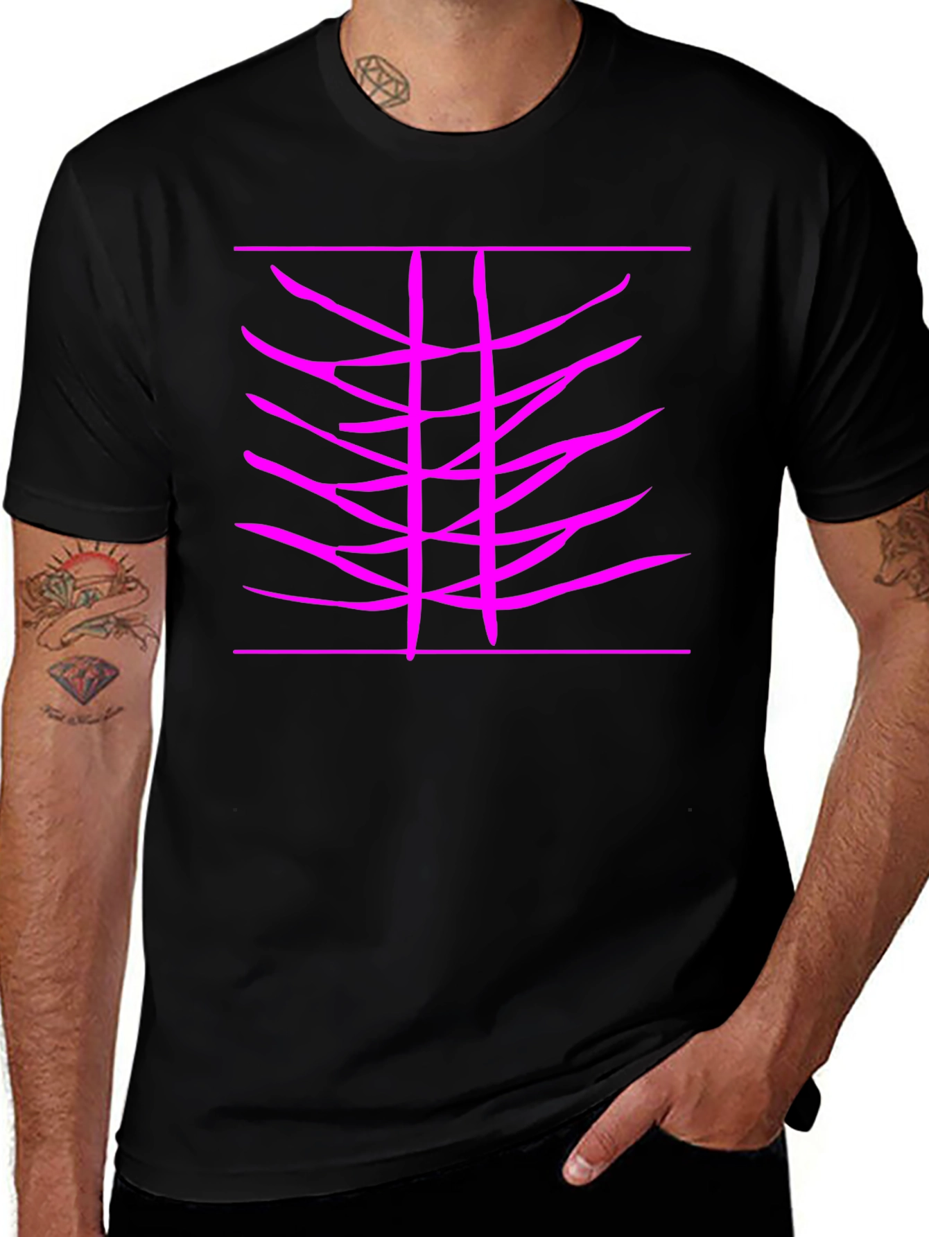 Variant 28 of Abstract Pink Graphic on Black T-Shirt