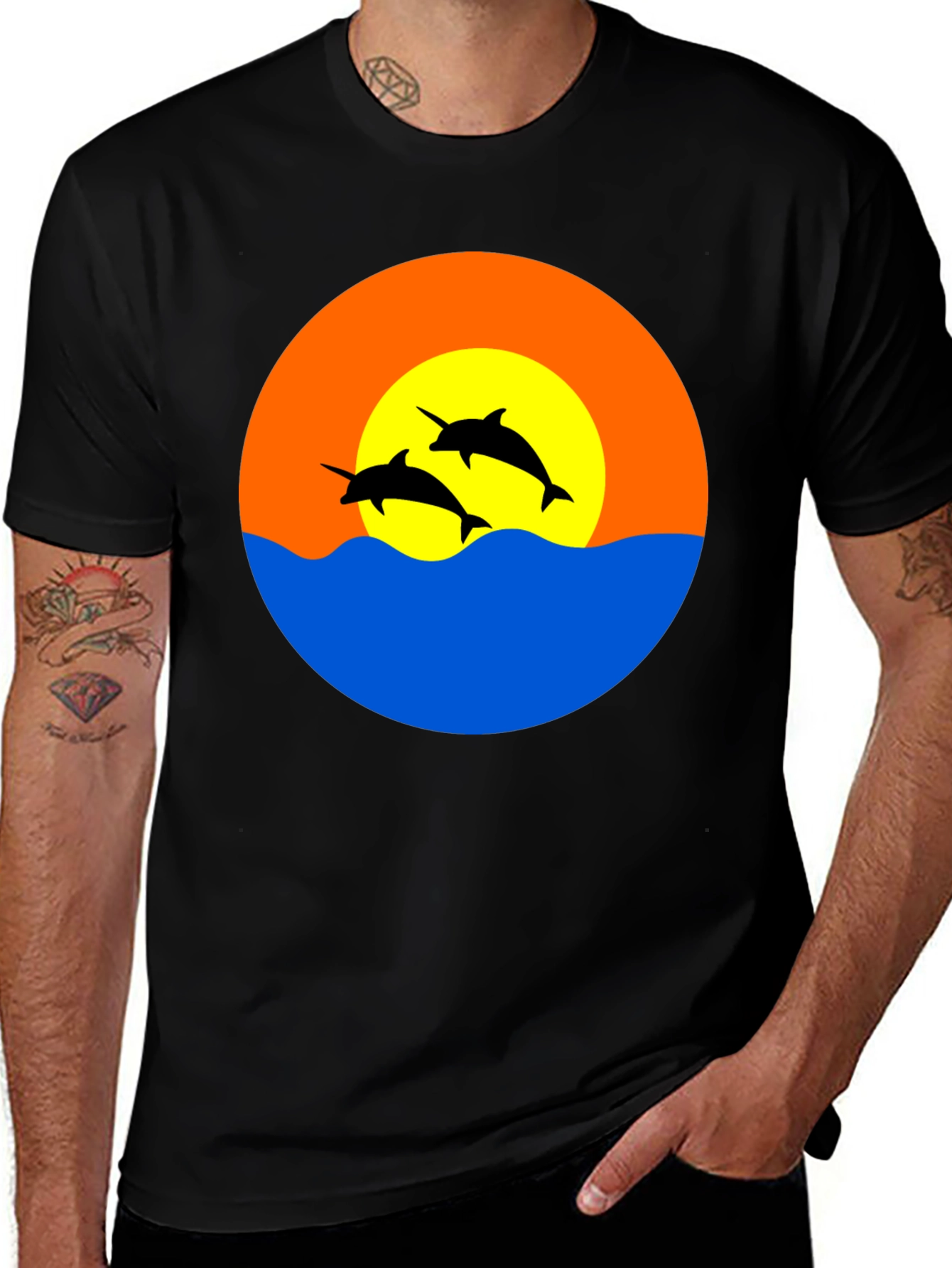 Variant 20 of Dolphin Sunset T-Shirt - Graphic Tee