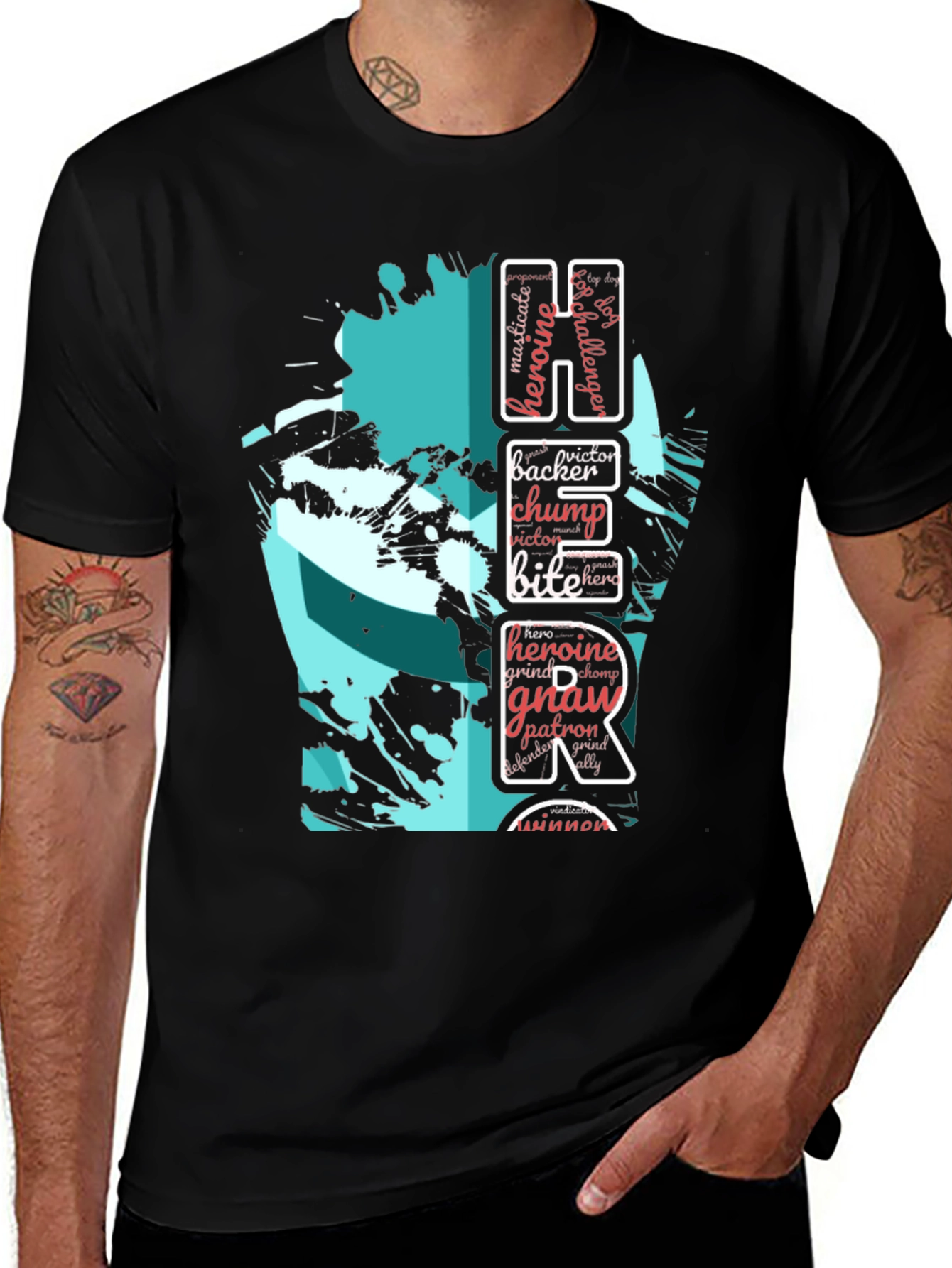 Variant 29 of Hero Word Art Graphic T-Shirt - Stylish & Unique