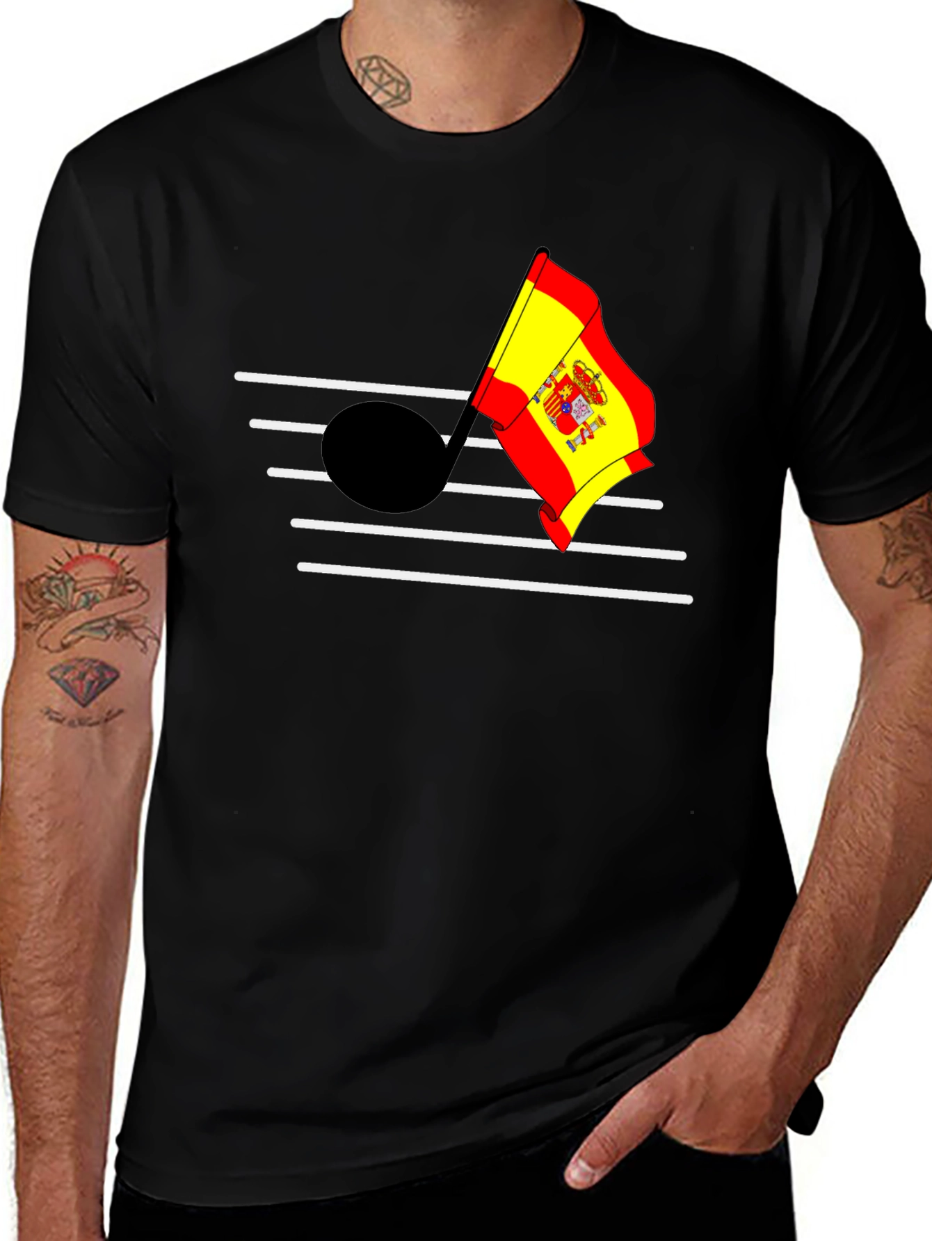 Variant 4 of Spain Flag Music Note Graphic Tee