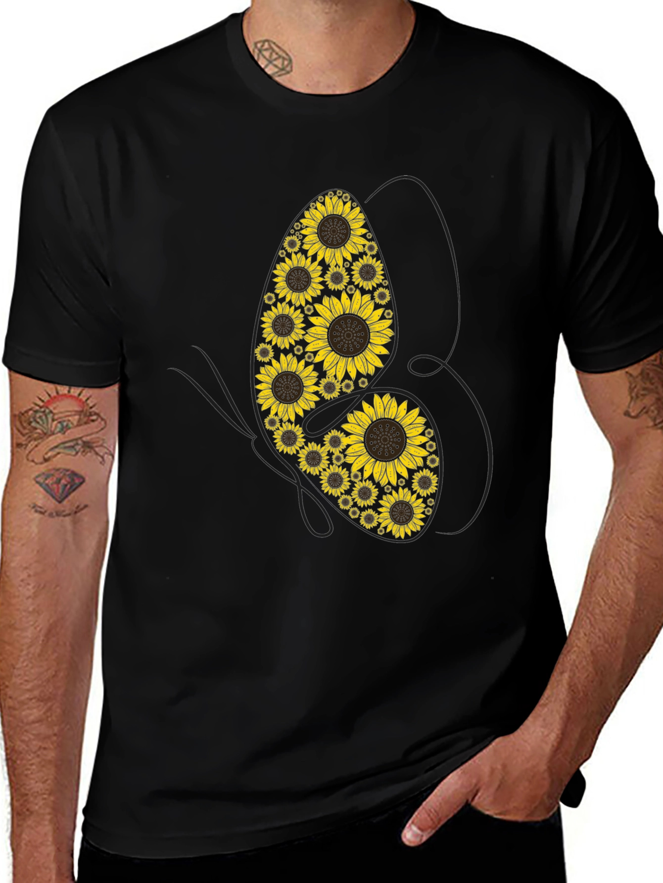 Variant 25 of Sunflower Butterfly Graphic Tee - Unisex Cotton T-Shirt