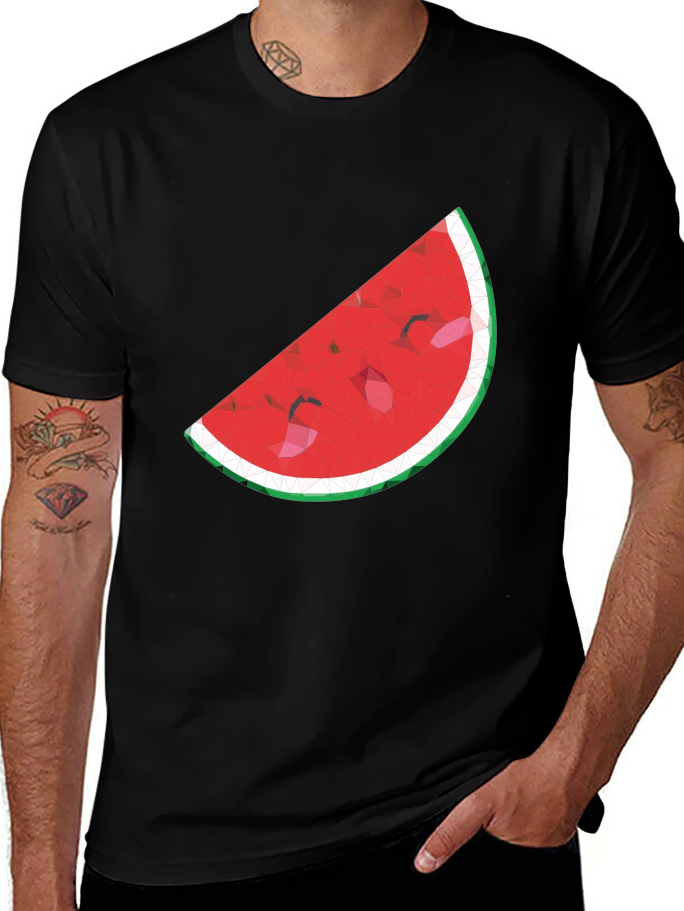 Variant 4 of Stylish Watermelon Slice Graphic Tee - Black