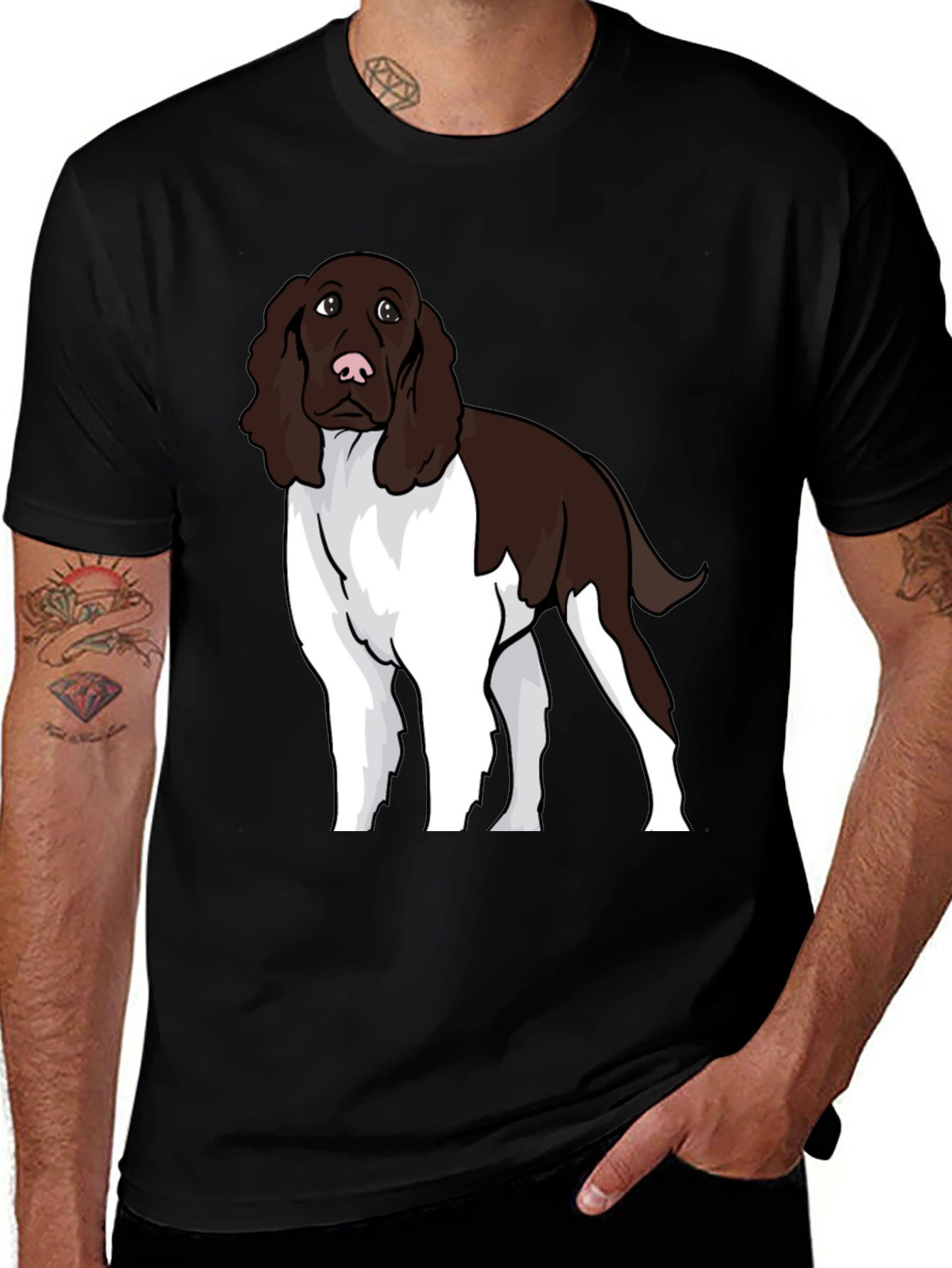 Dog Lover's T-Shirt with Springer Spaniel Design