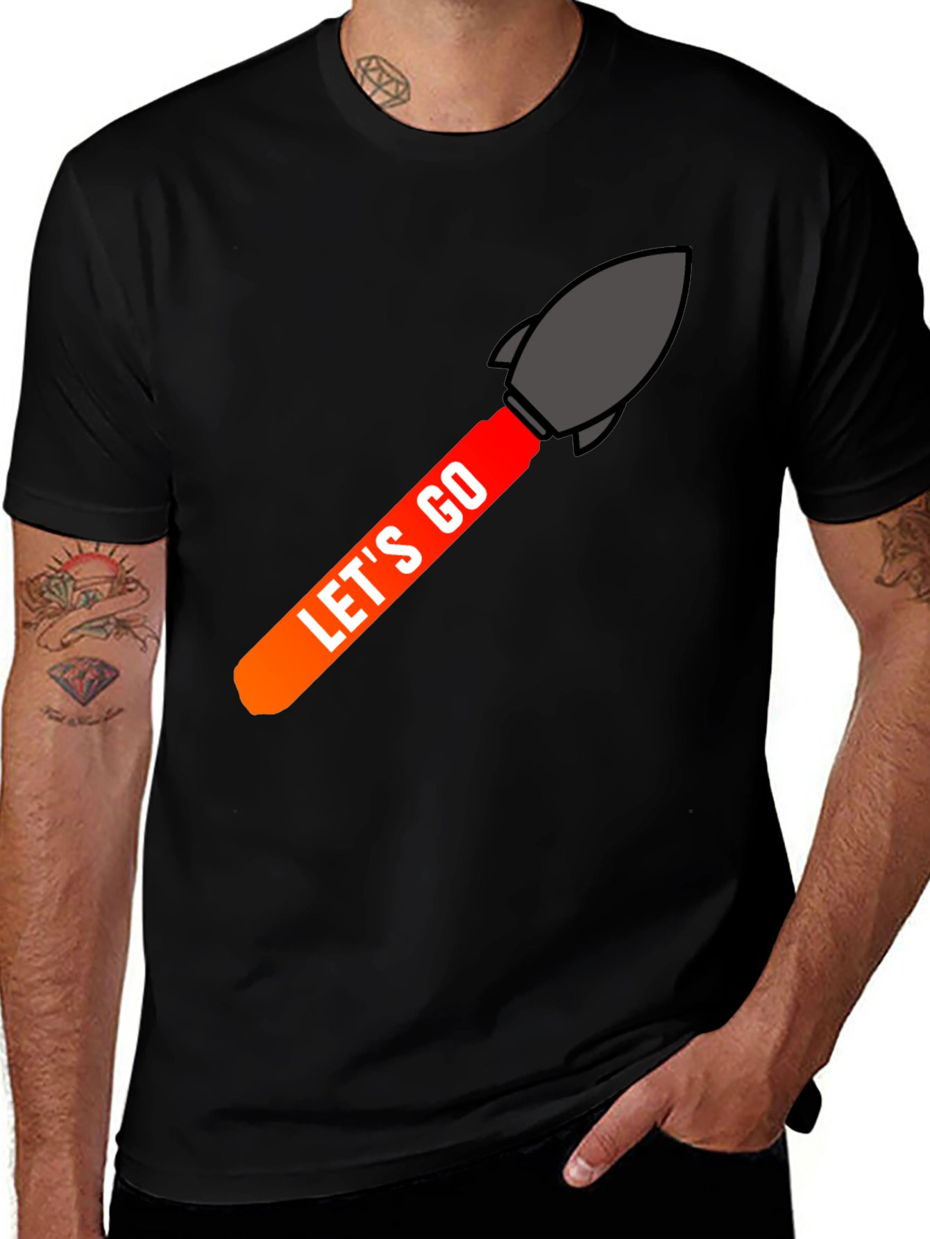 Variant 20 of Let's Go Rocket Graphic Tee - Black