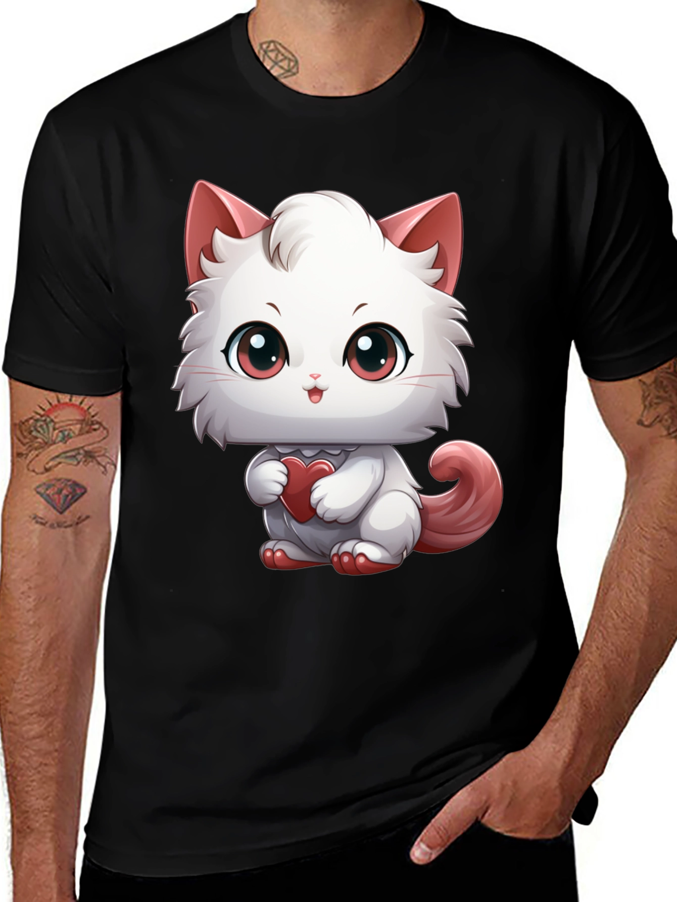 Variant 11 of Cute Cartoon Cat Heart T-Shirt