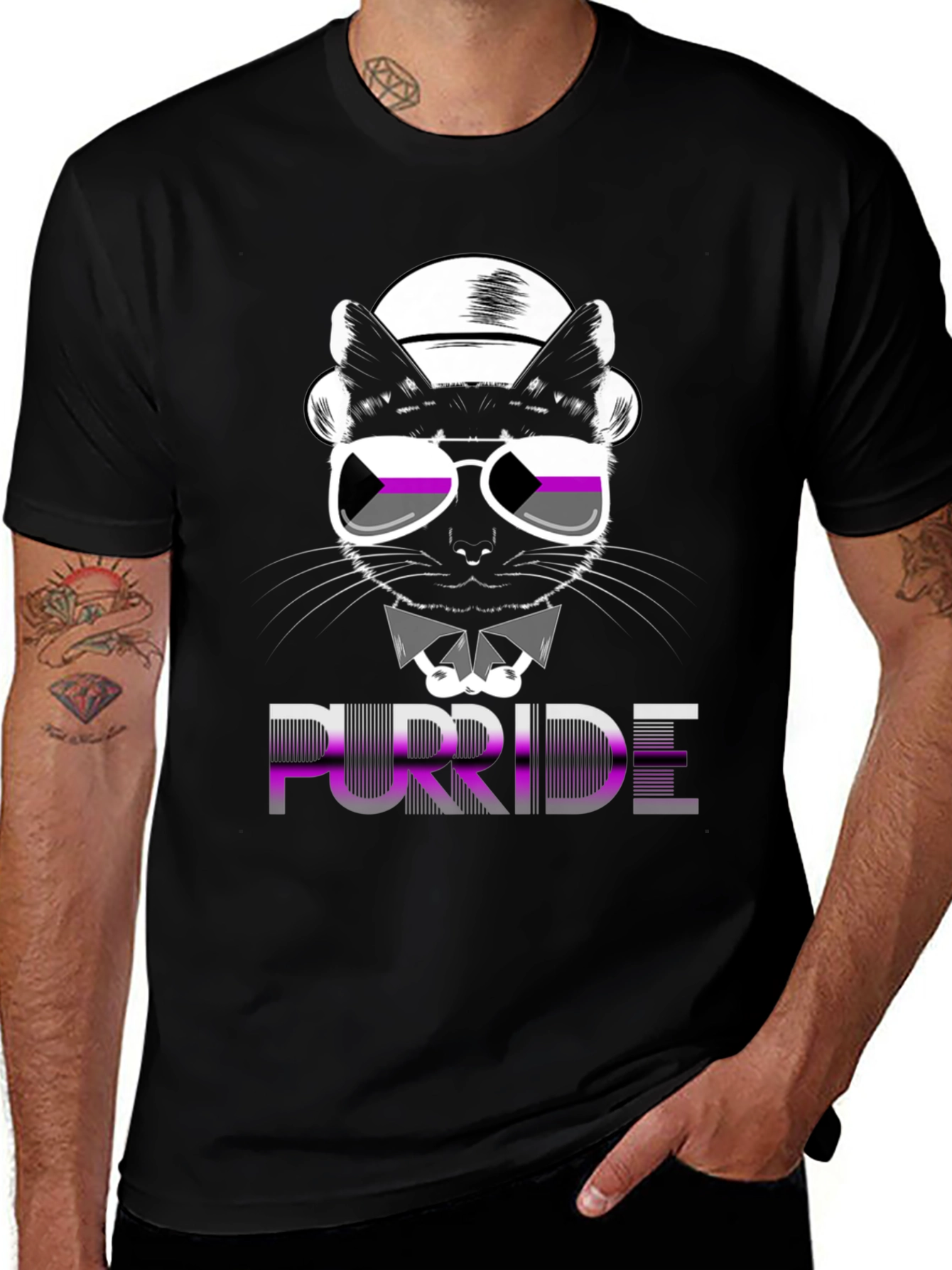 Variant 24 of Purride Cat Graphic T-Shirt - Asexual Pride
