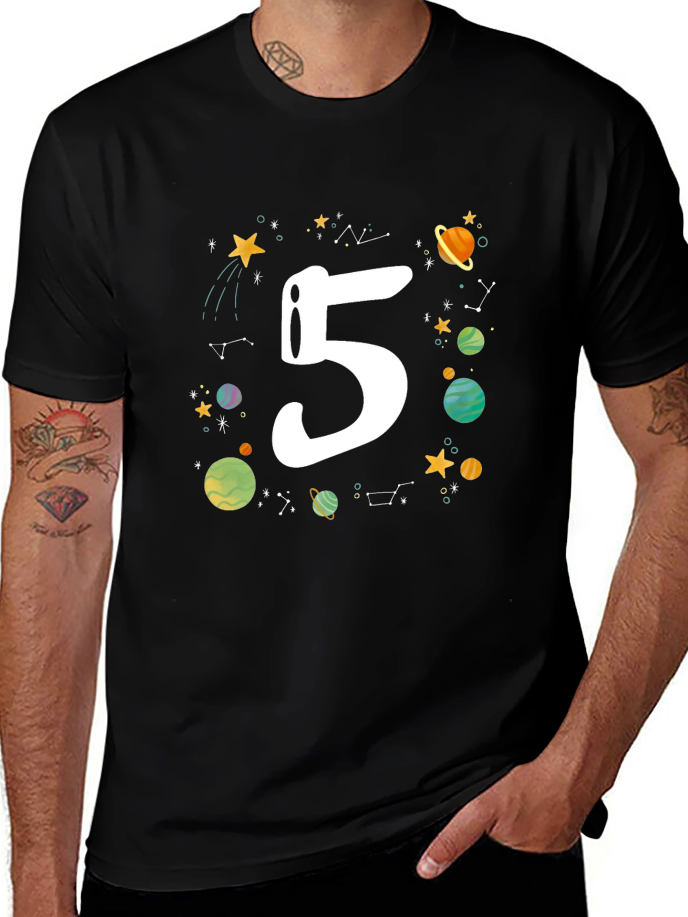 Kids 5th Birthday Space T-Shirt
