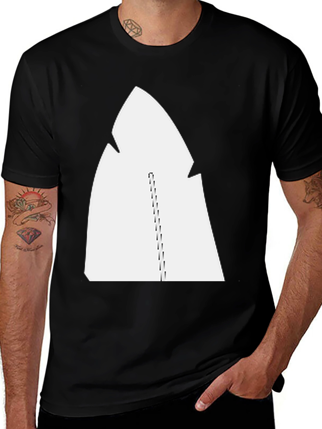 Variant 8 of Cool Graphic Tee - Abstract White Design on Black