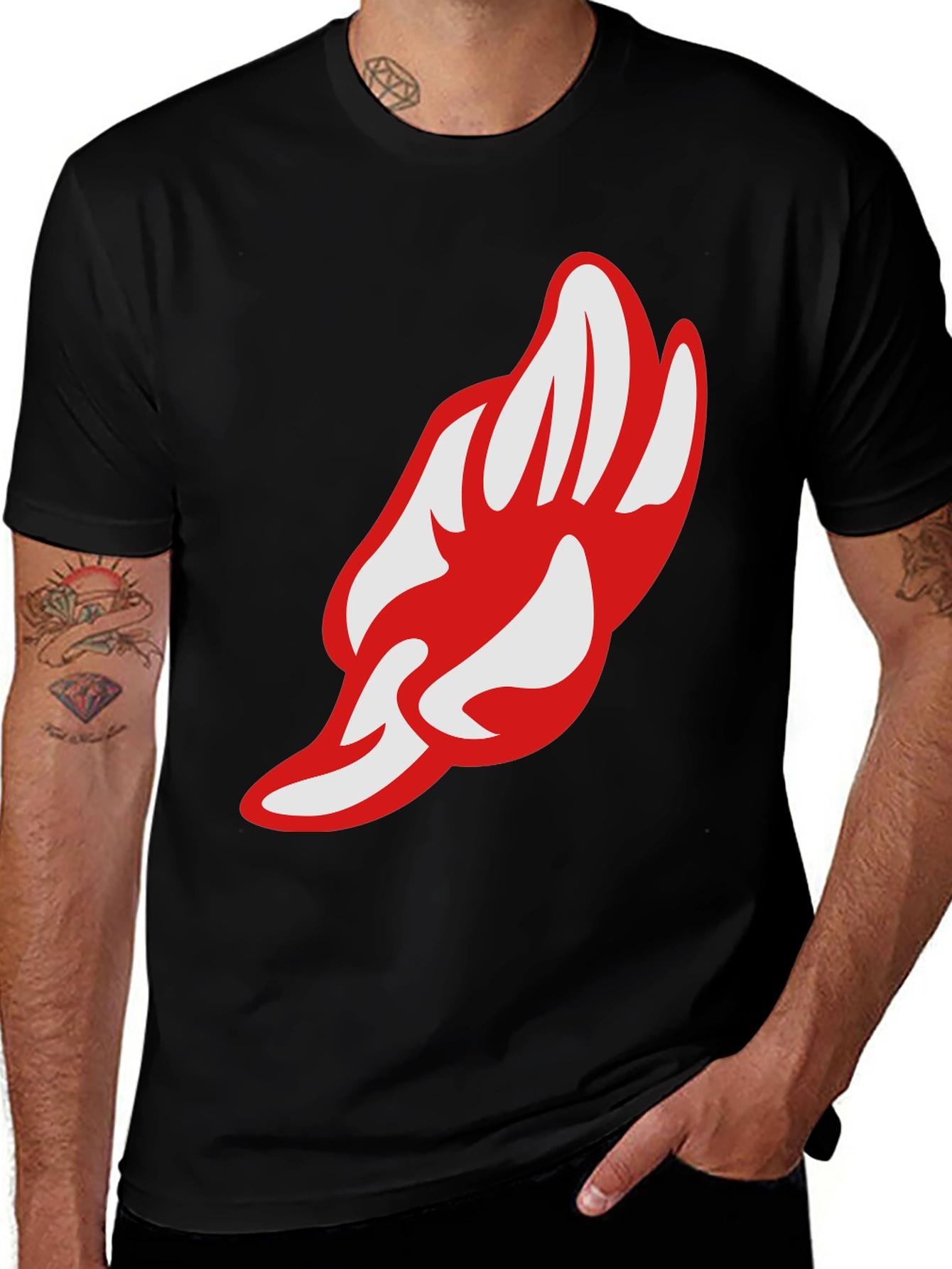 Variant 10 of Graphic Tee - Red & White Paw Print on Black