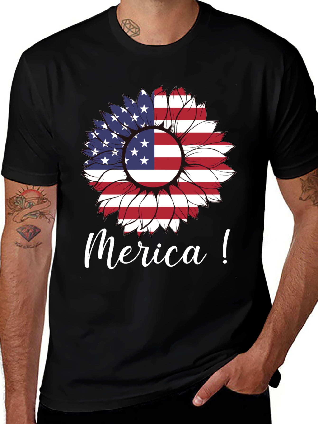 Variant 9 of Patriotic Sunflower Graphic Tee - 'Merica!