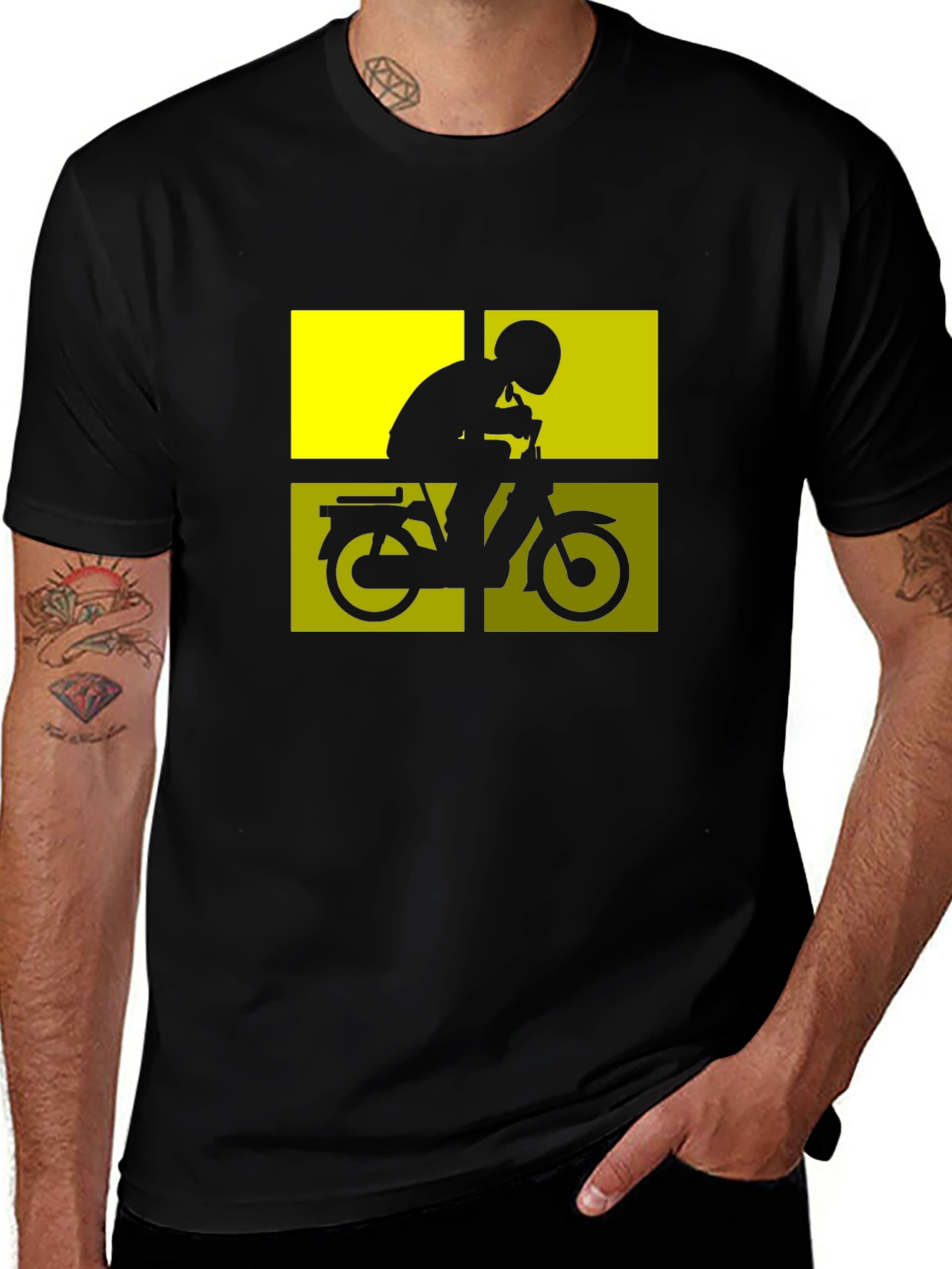 Variant 21 of Retro Moped Rider T-Shirt - Black