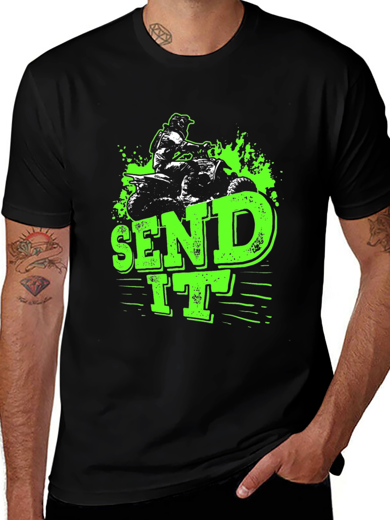 Send It ATV Rider Graphic Tee - Black