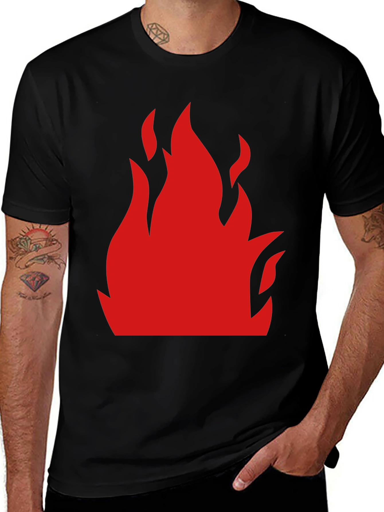Variant 24 of Bold Flame Graphic Tee - Black Cotton T-Shirt