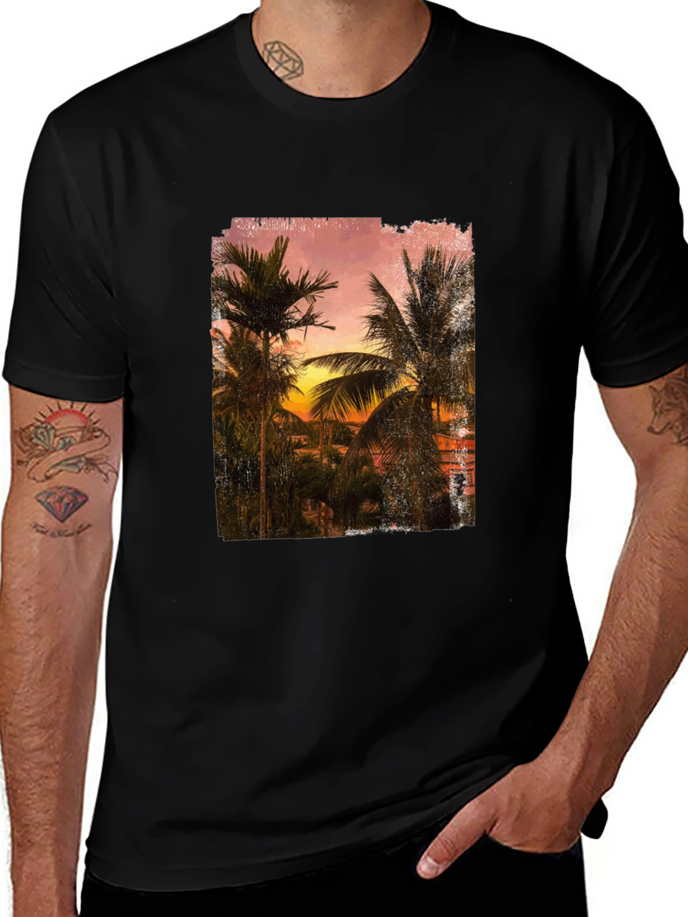 Variant 14 of Sunset Palm Tee - Tropical Graphic T-Shirt