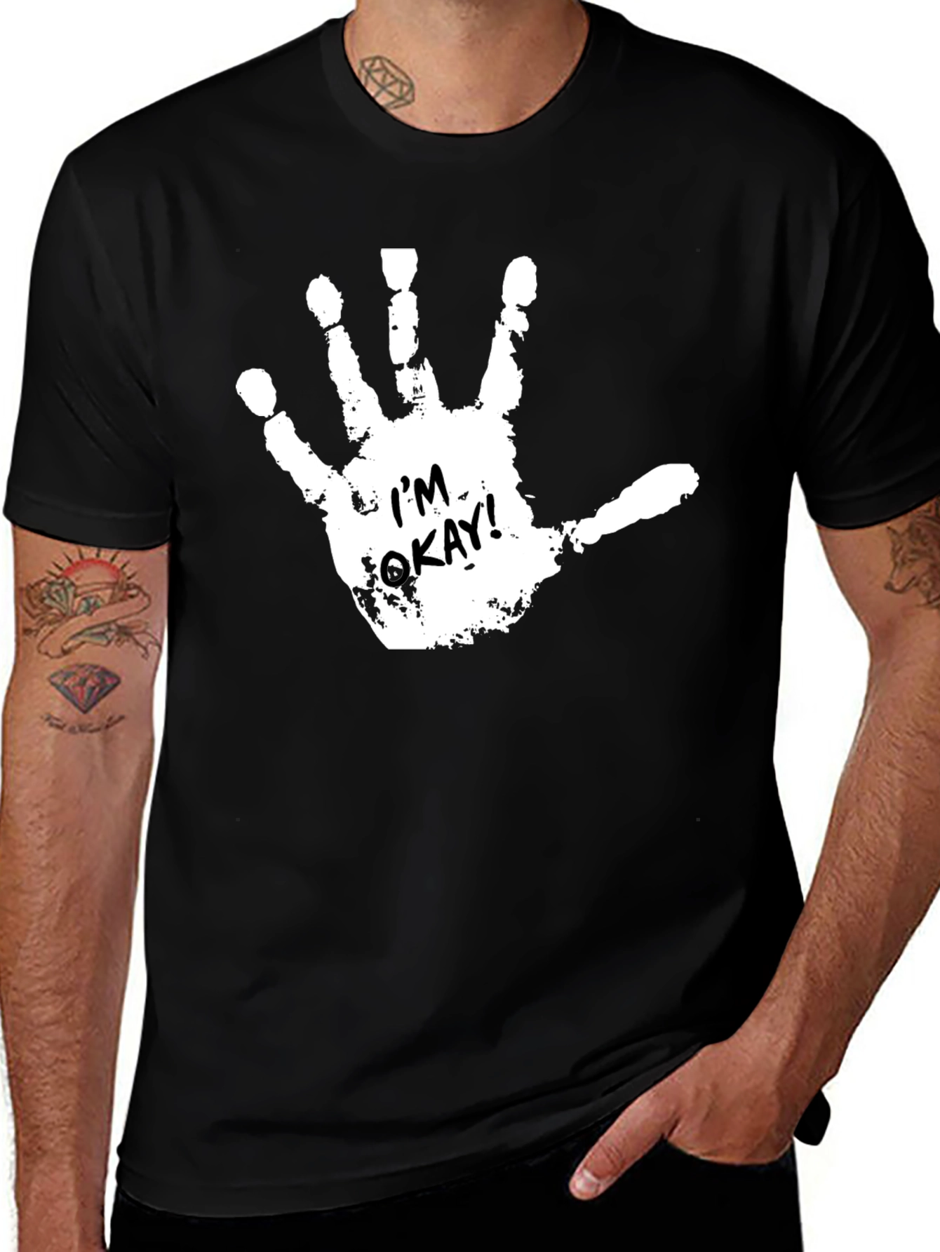 Variant 24 of I'm Okay Handprint T-Shirt - Adult Humor Tee