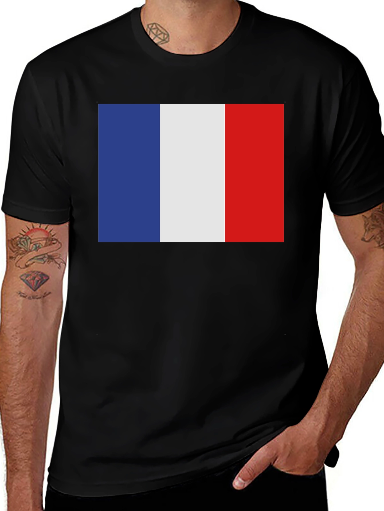 Variant 18 of French Flag T-Shirt - Black Casual Tee