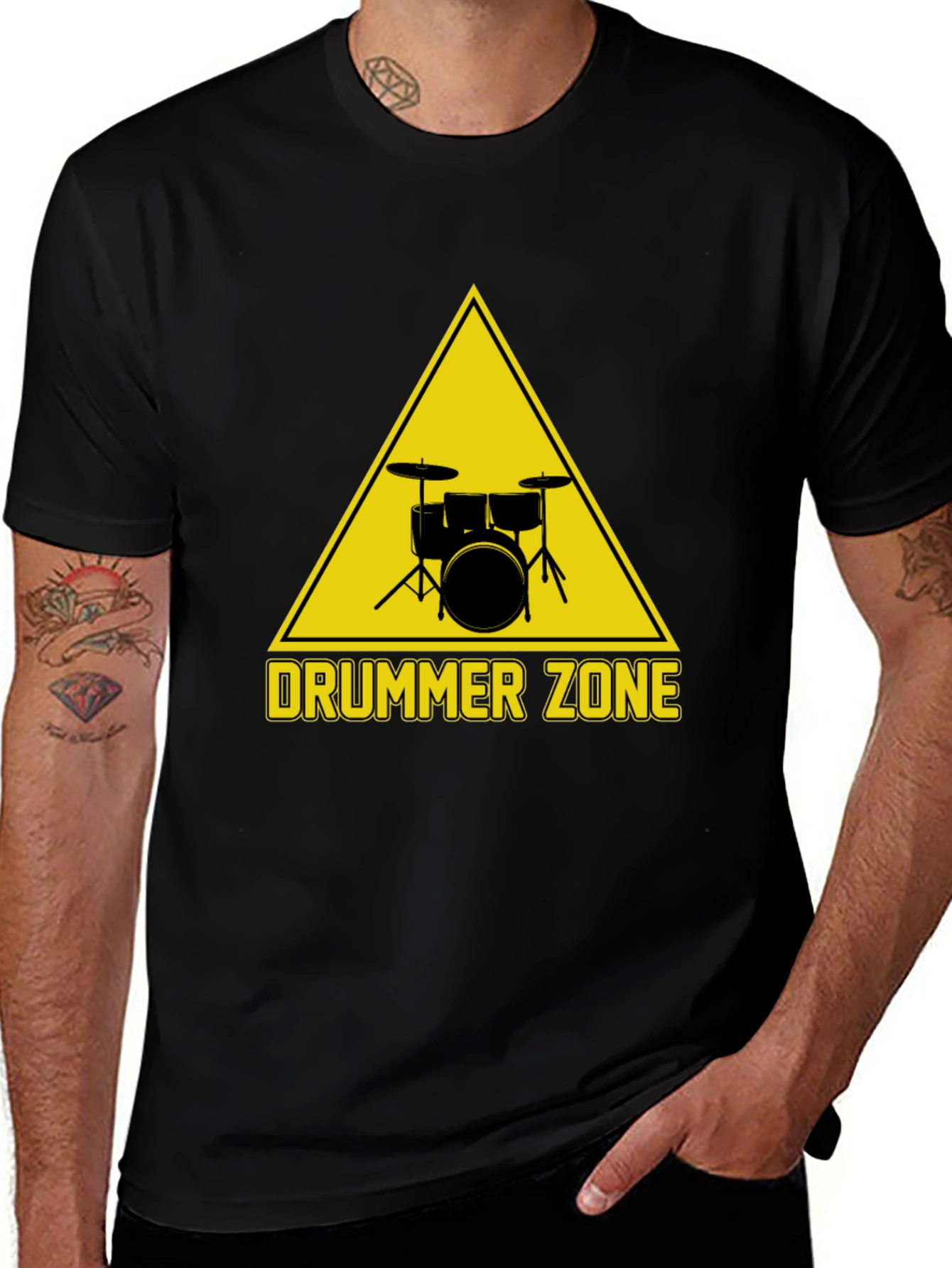 Variant 5 of Drummer Zone Graphic Tee - Black Cotton T-Shirt