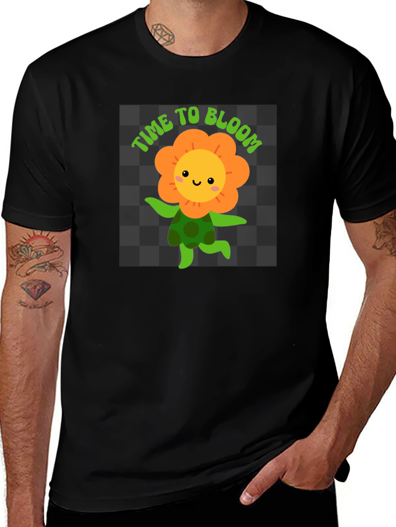 Black Time to Bloom Graphic Black T-Shirt main image