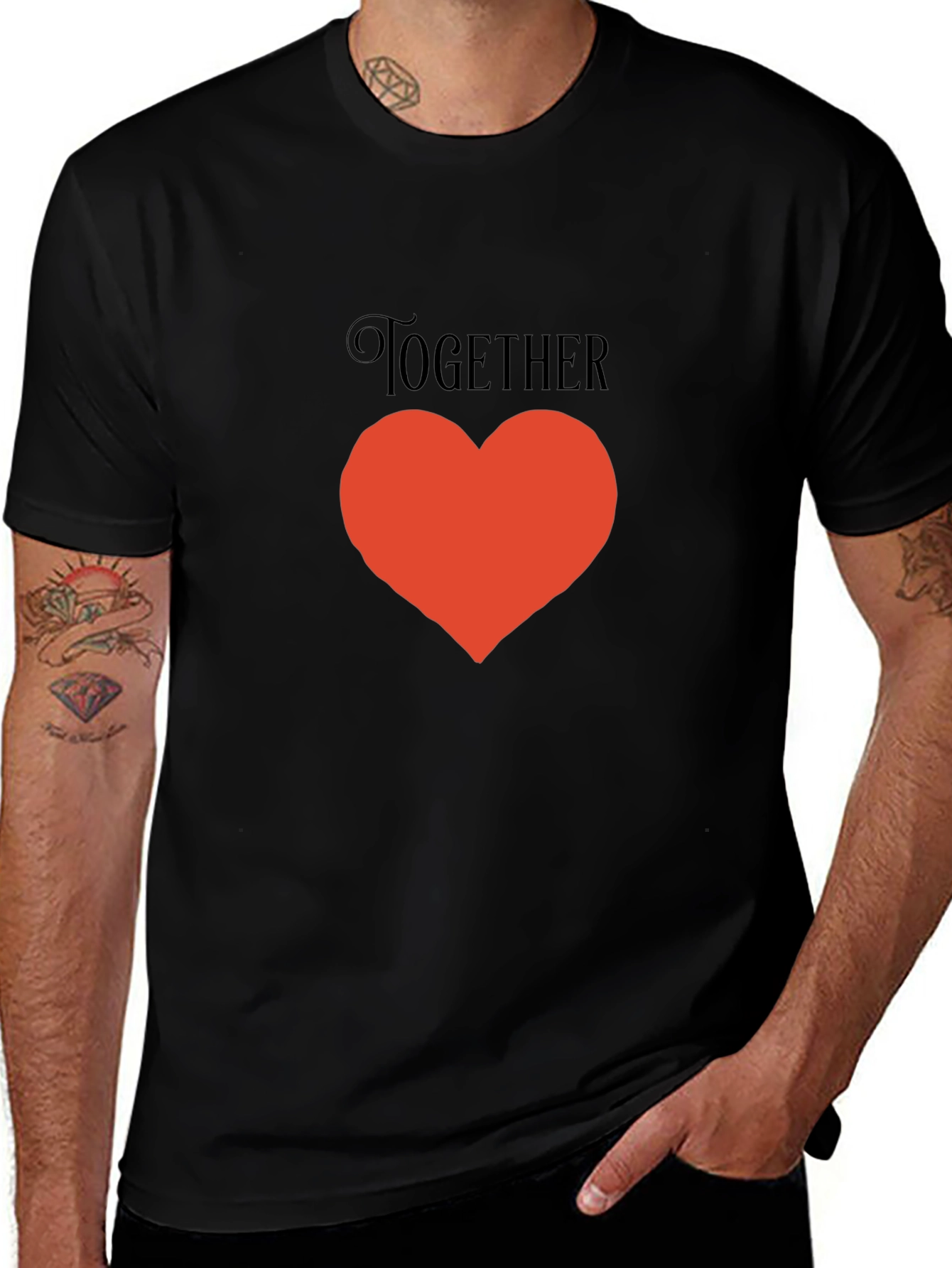 Together Heart Graphic Black T-Shirt