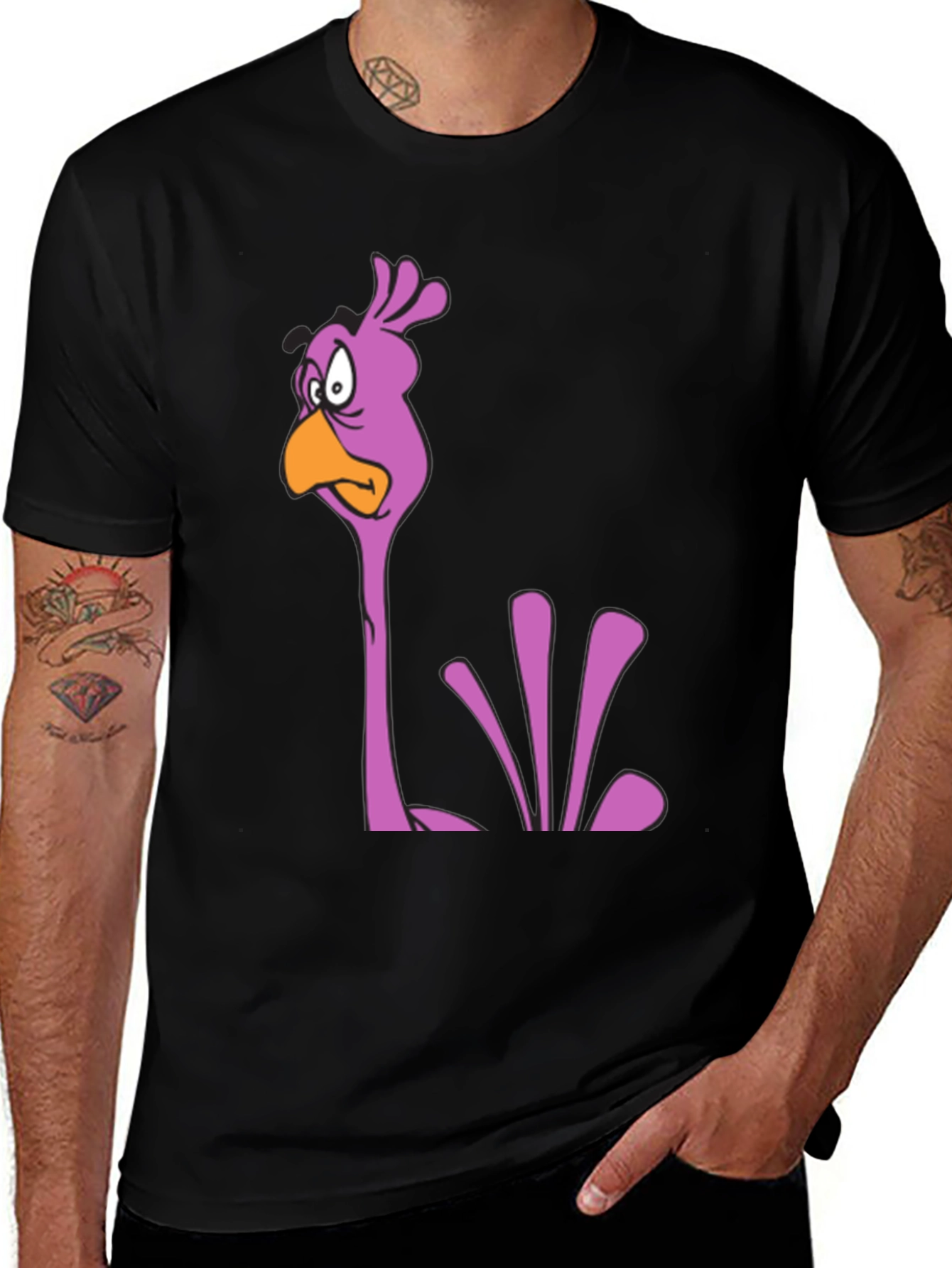 Cartoon Bird Graphic Tee - Funny Casual T-Shirt