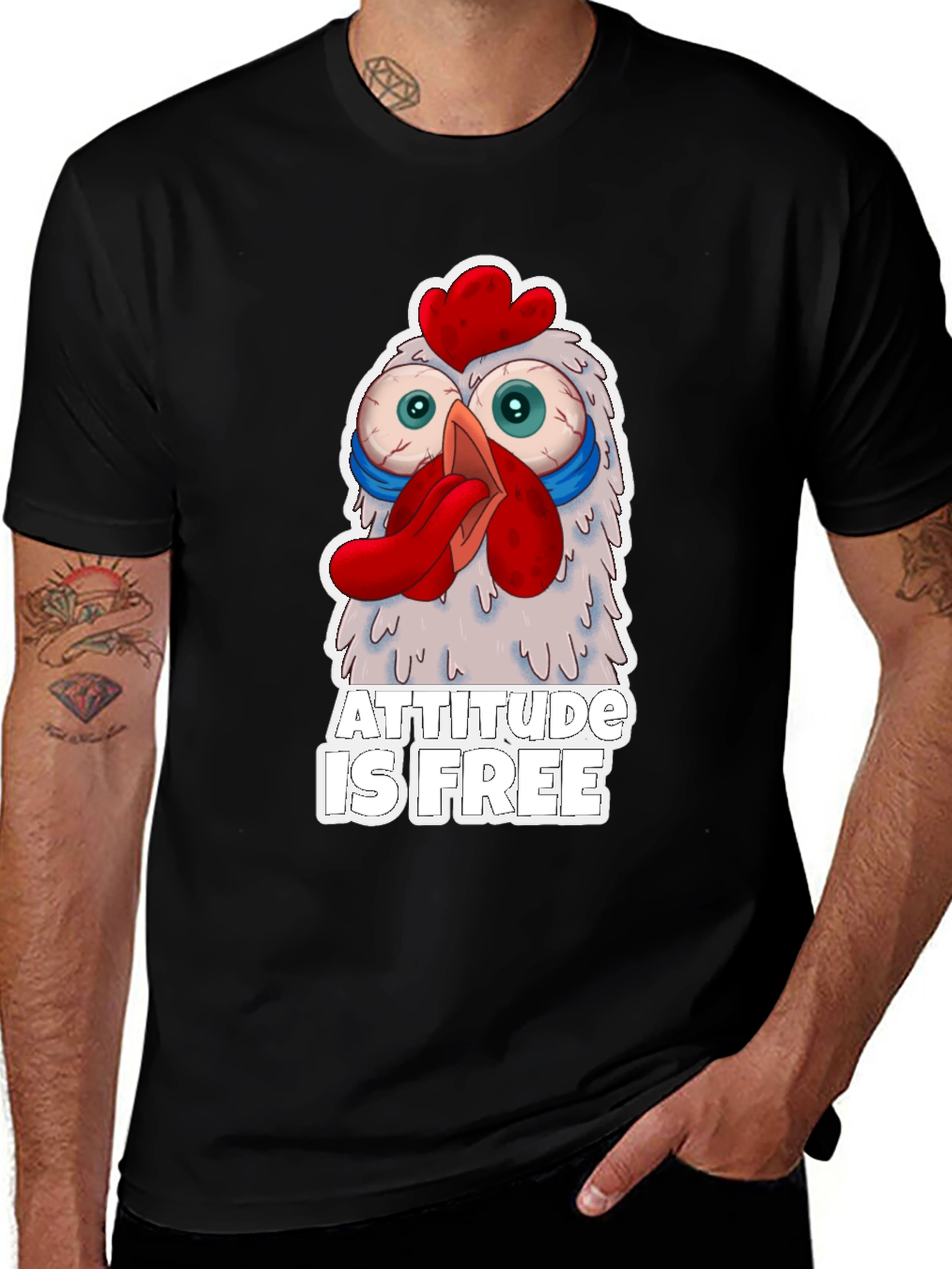 Variant 16 of Attitude is Free Crazy Chicken Graphic Tee
