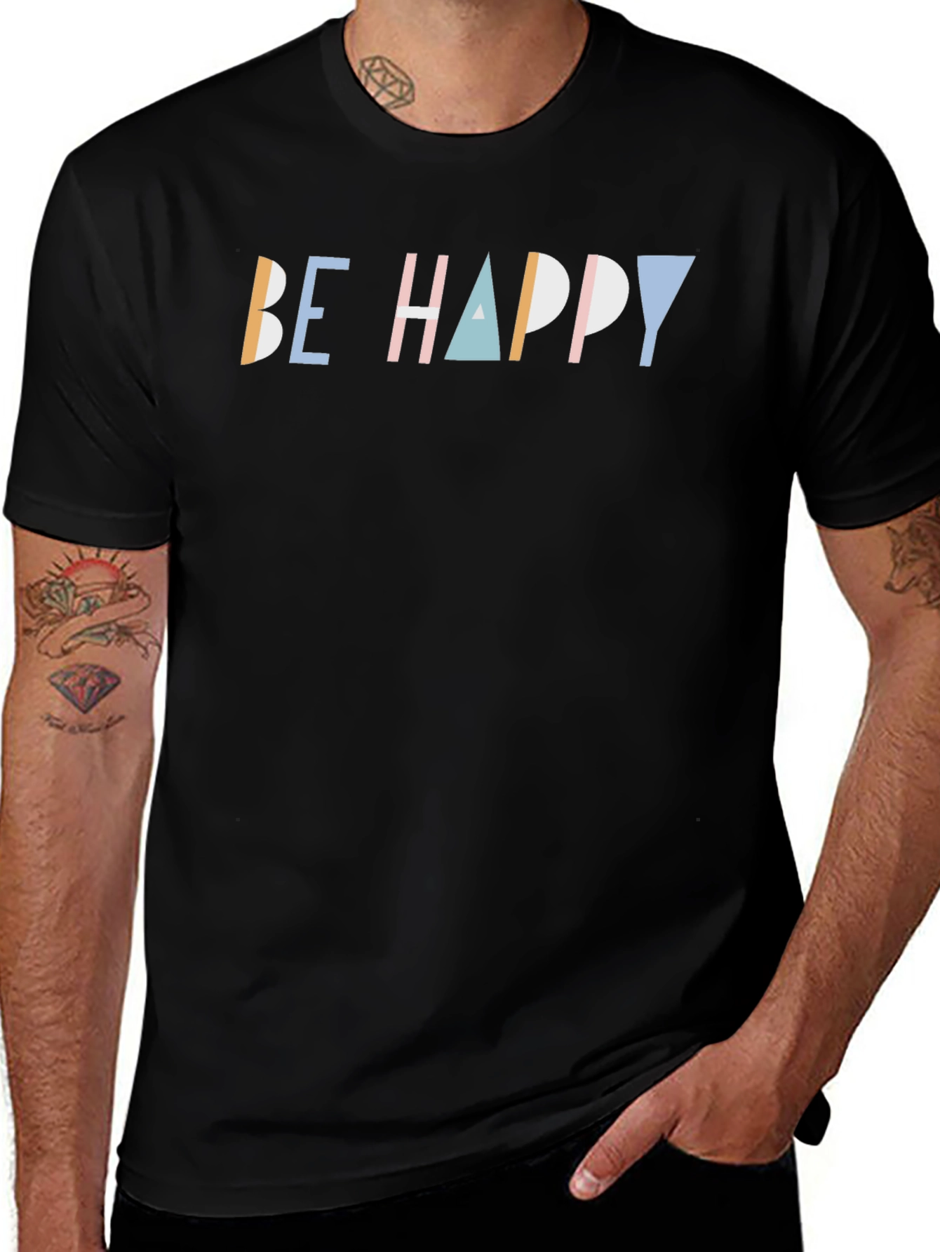 Variant 6 of Be Happy Graphic Tee - Trendy Casual T-Shirt