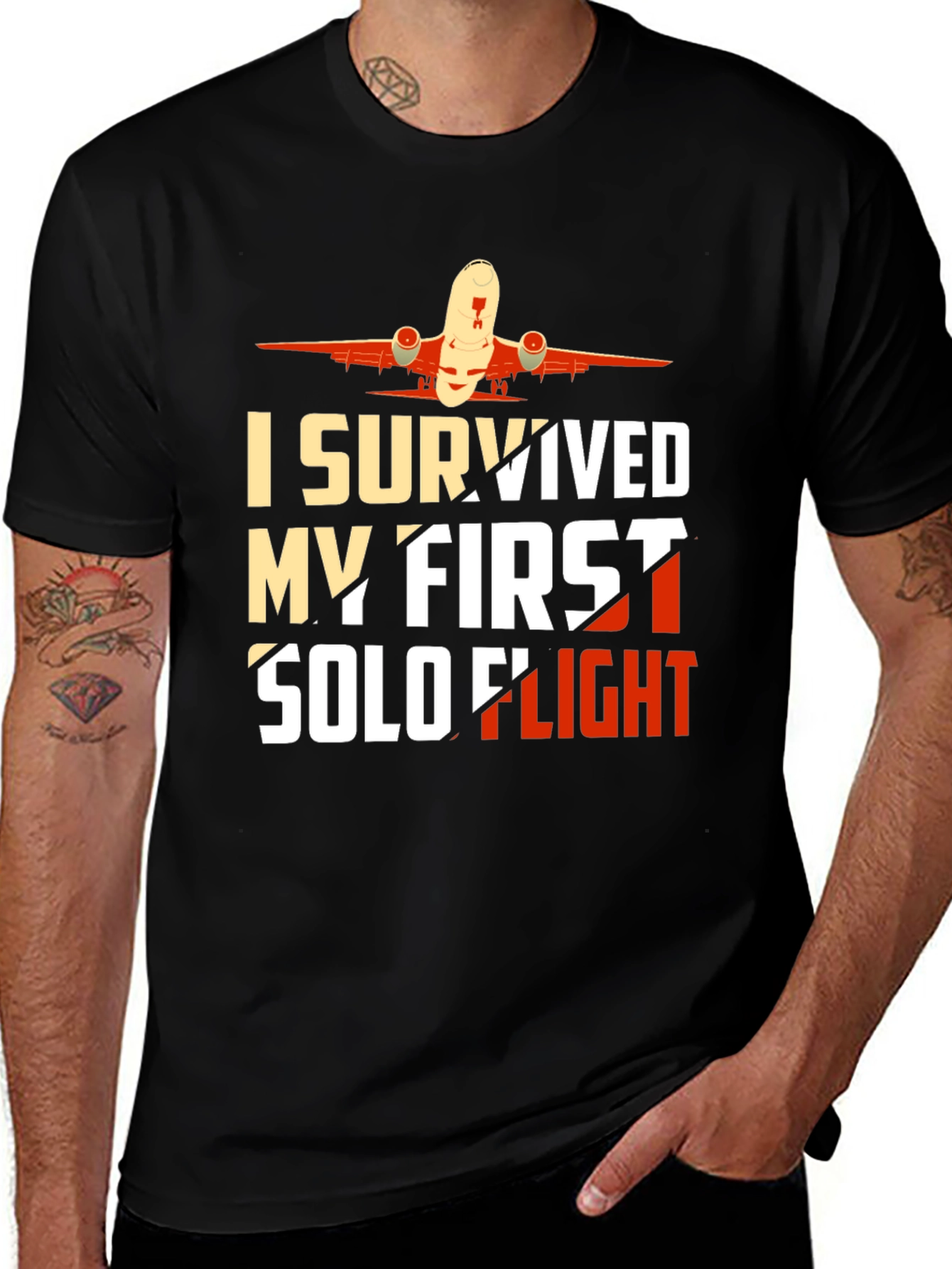 Variant 14 of I Survived My First Solo Flight Graphic T-Shirt