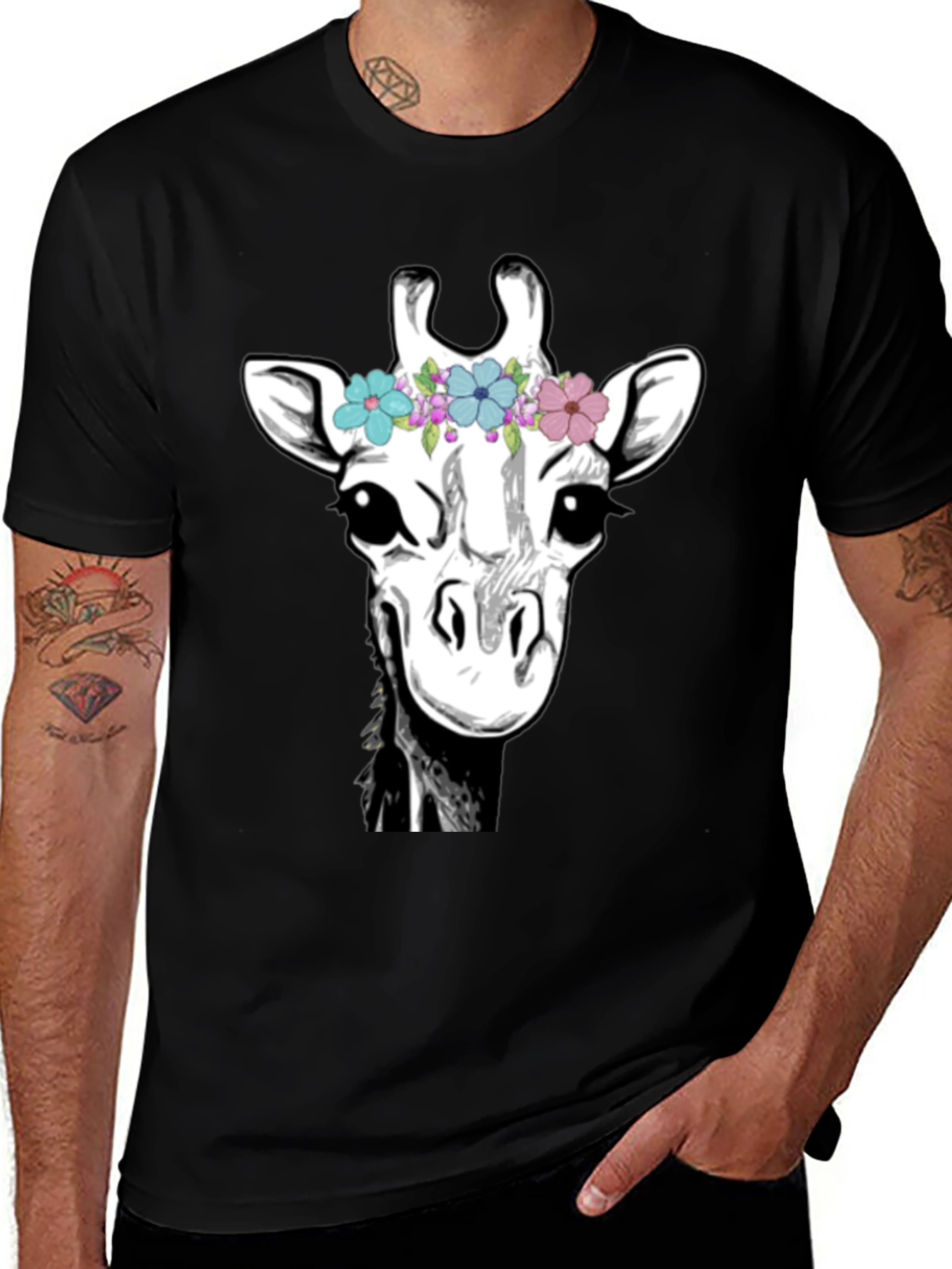 Variant 23 of Giraffe Flower Crown Graphic Tee