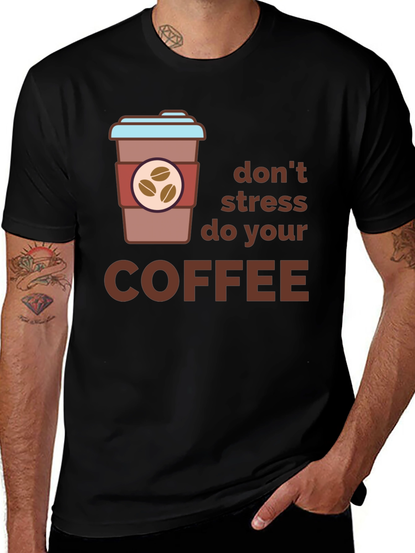 Variant 28 of Don't Stress Do Coffee Black T-Shirt