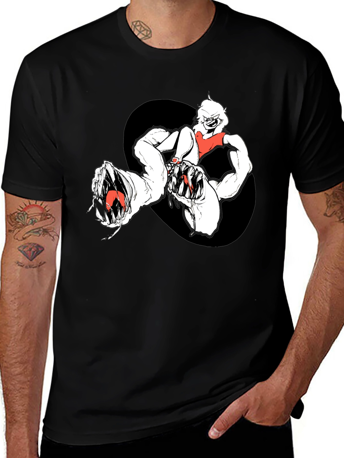 Variant 6 of Graphic Tee - Cartoon Monster Print T-Shirt