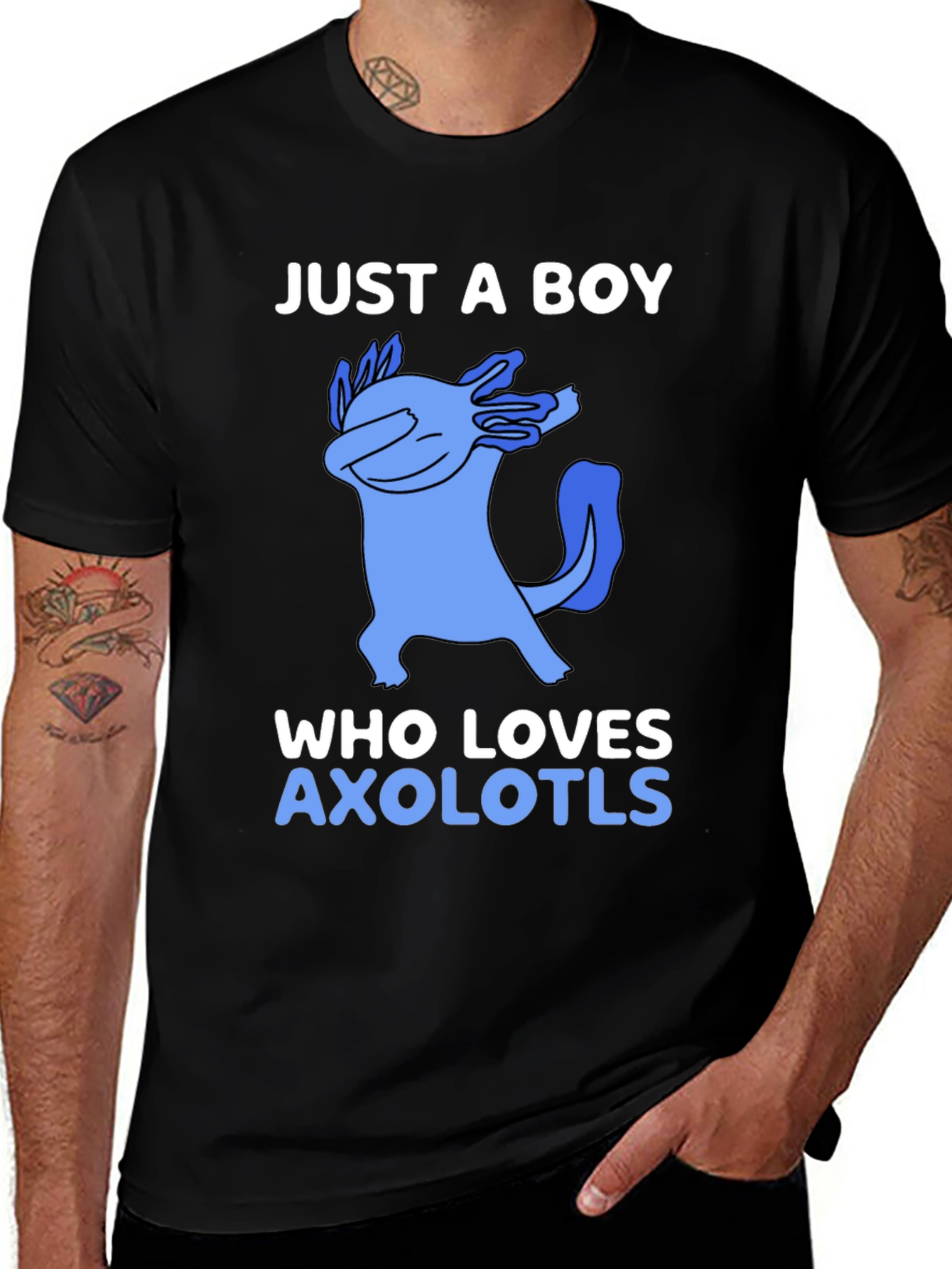 Variant 26 of Just a Boy Who Loves Axolotls Graphic Tee