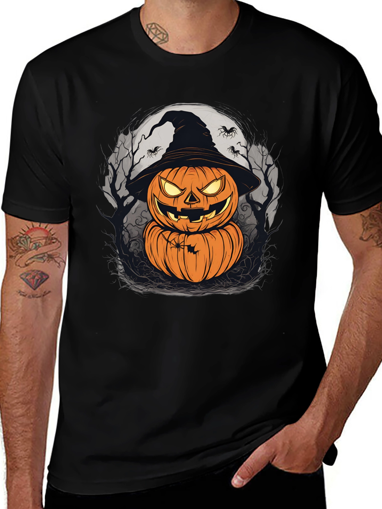 Variant 2 of Halloween Pumpkin Witch Hat T-Shirt