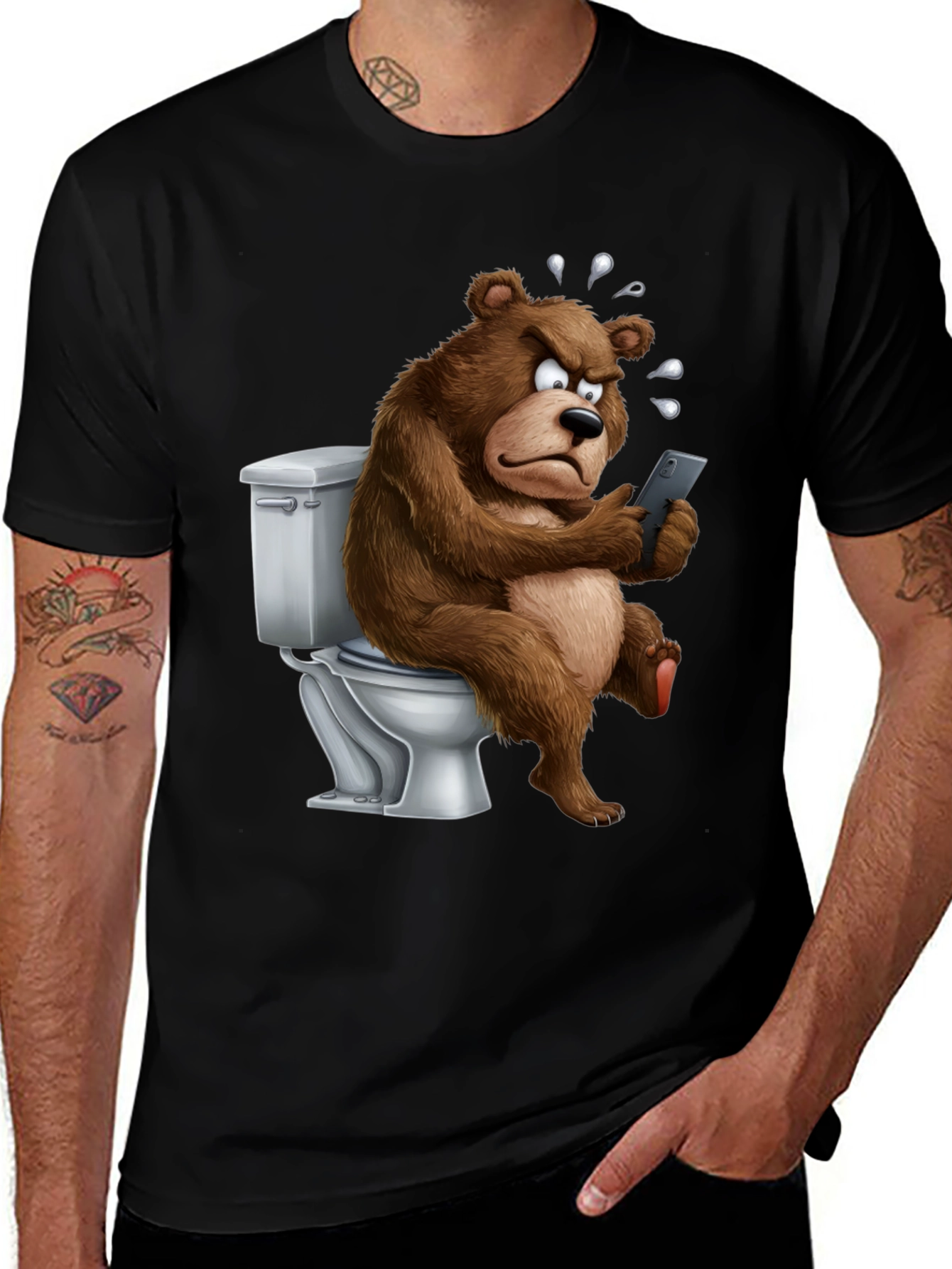 Variant 10 of Bear on Toilet Funny Graphic T-Shirt