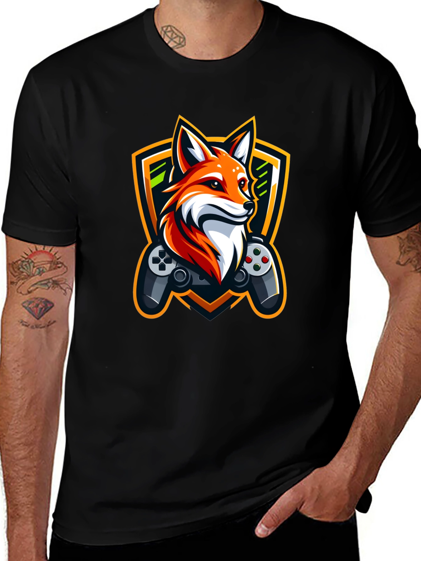 Variant 18 of Gaming Fox T-Shirt - Black Crew Neck