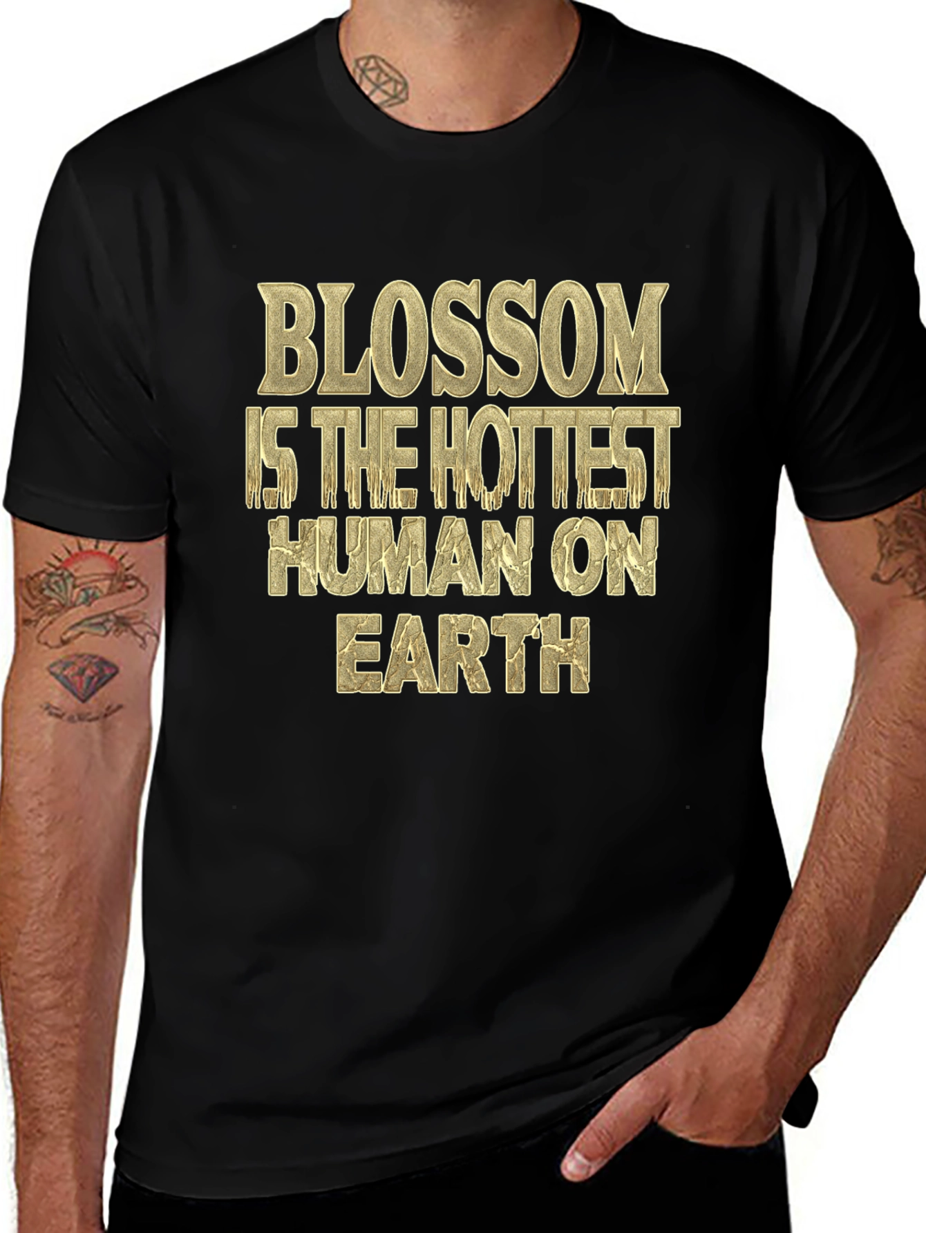 Blossom Hottest Human T-Shirt - Black Graphic Tee
