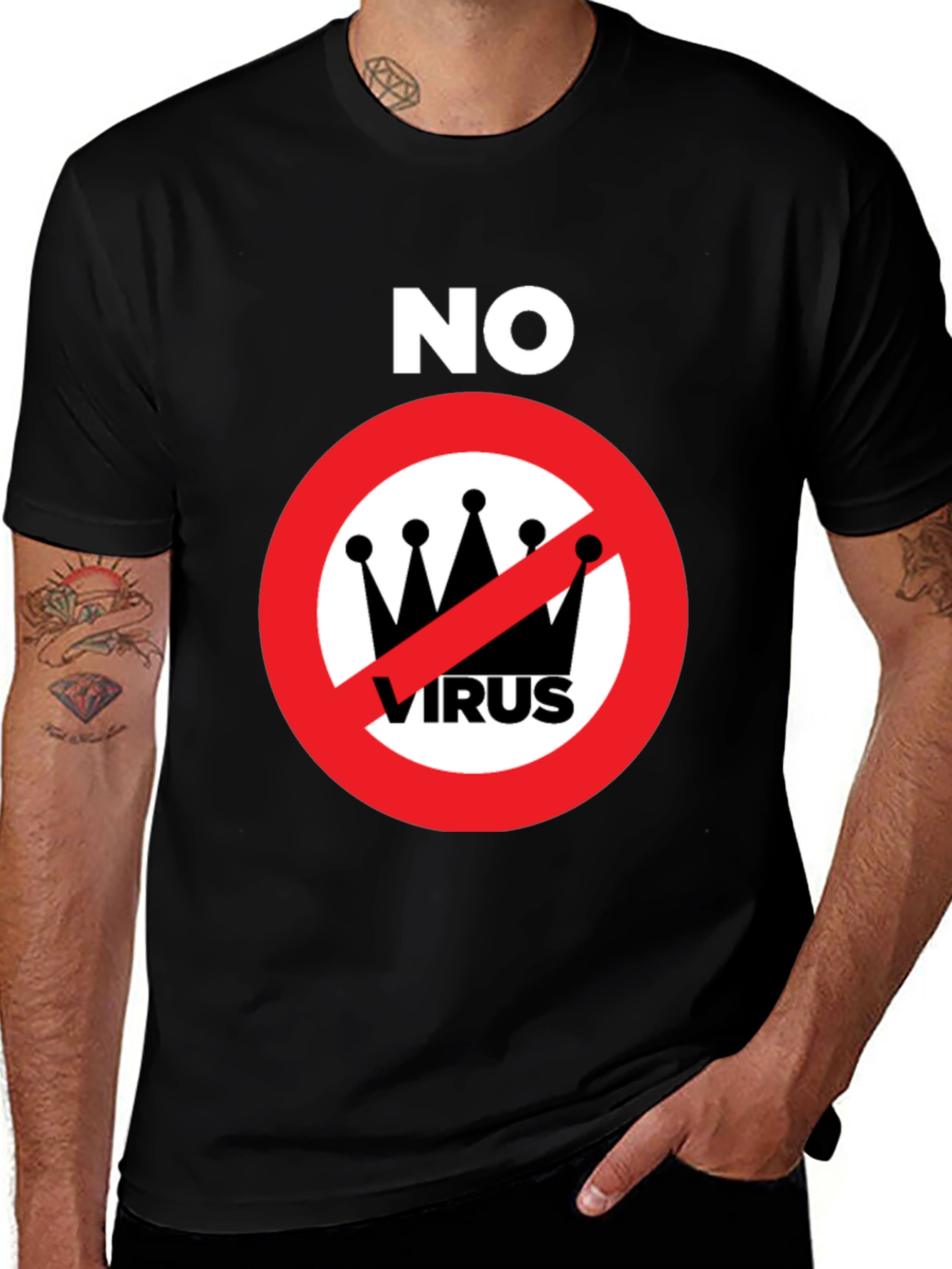 Variant 15 of No Virus Crown Graphic Black T-Shirt
