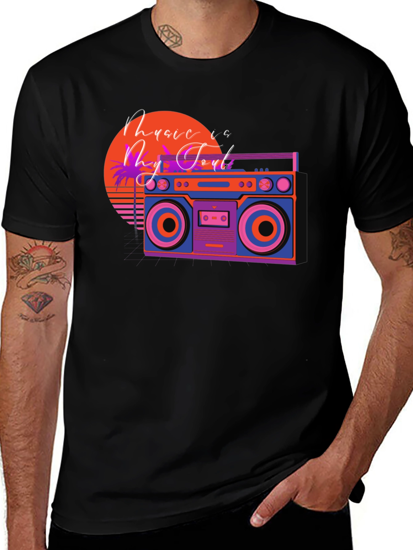 Variant 28 of Retro Boombox Music T-Shirt