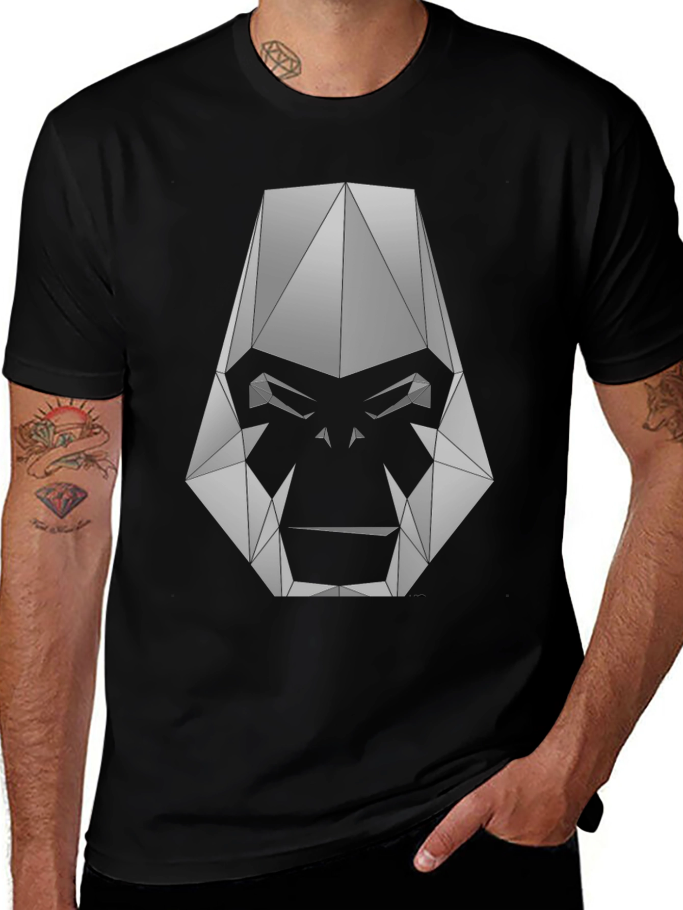 Variant 29 of Geometric Gorilla Graphic Tee - Black