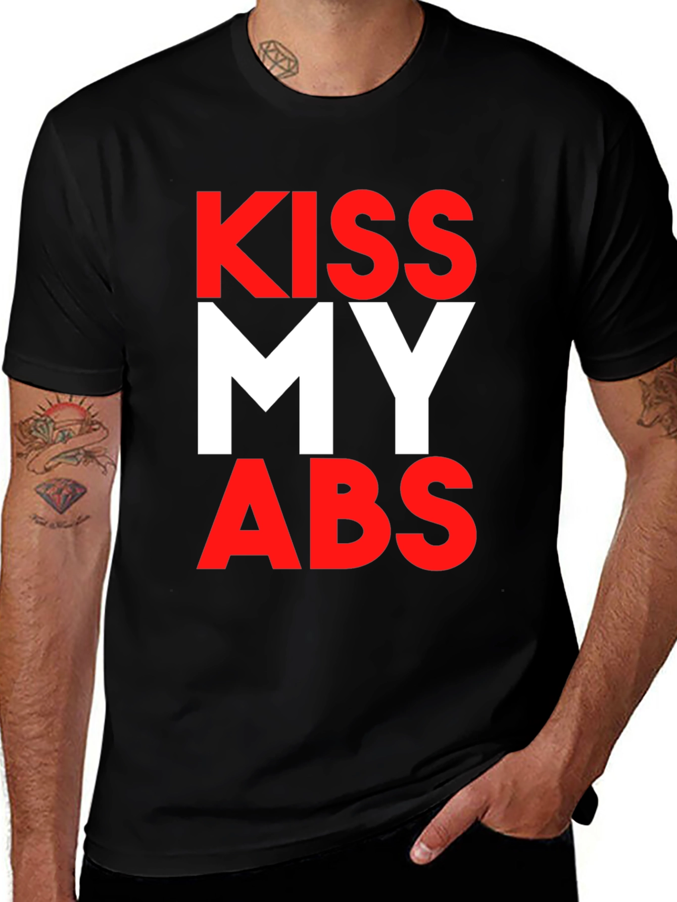 Variant 22 of Kiss My Abs Black Graphic Tee