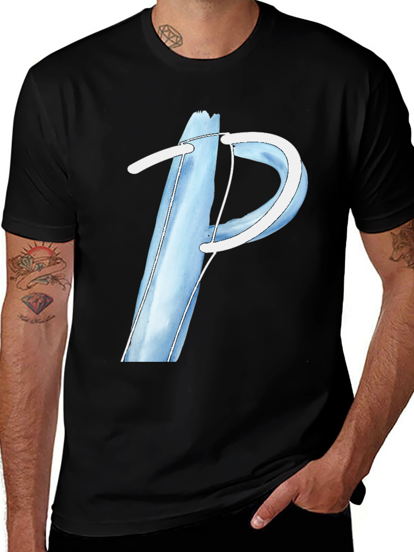 Variant 14 of Blue Letter P Graphic Tee - Soft Cotton Blend