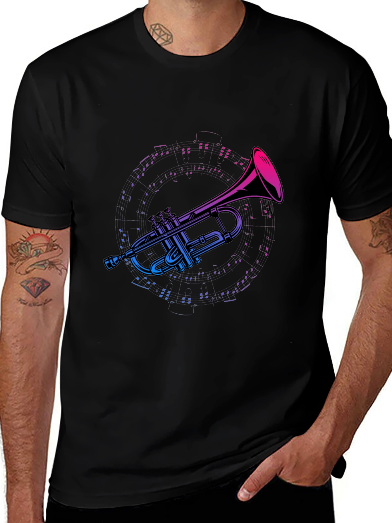 Variant 25 of Trumpet Music Graphic Tee - Black Cotton T-Shirt