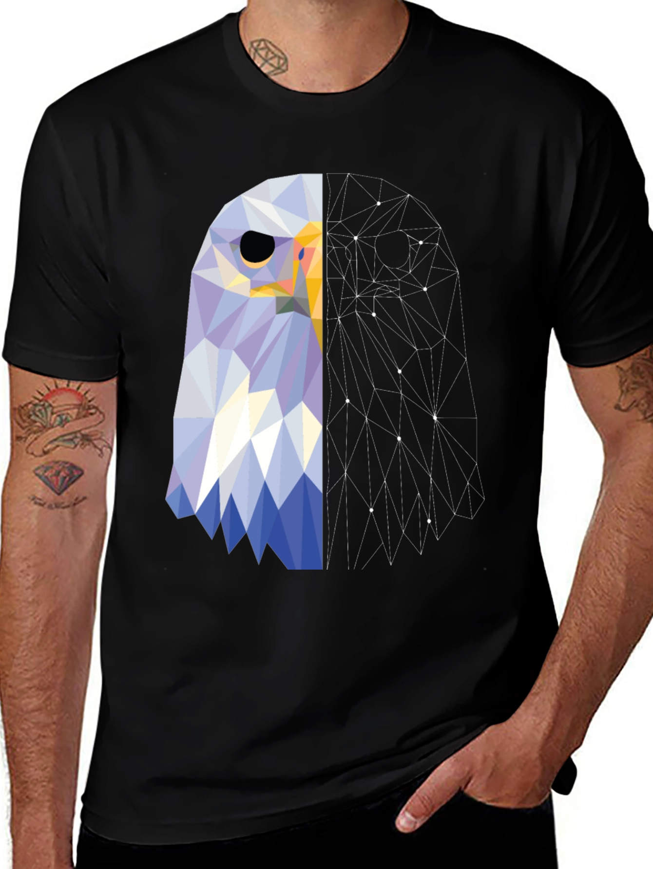 Variant 26 of Geometric Eagle Graphic Tee - Black T-Shirt